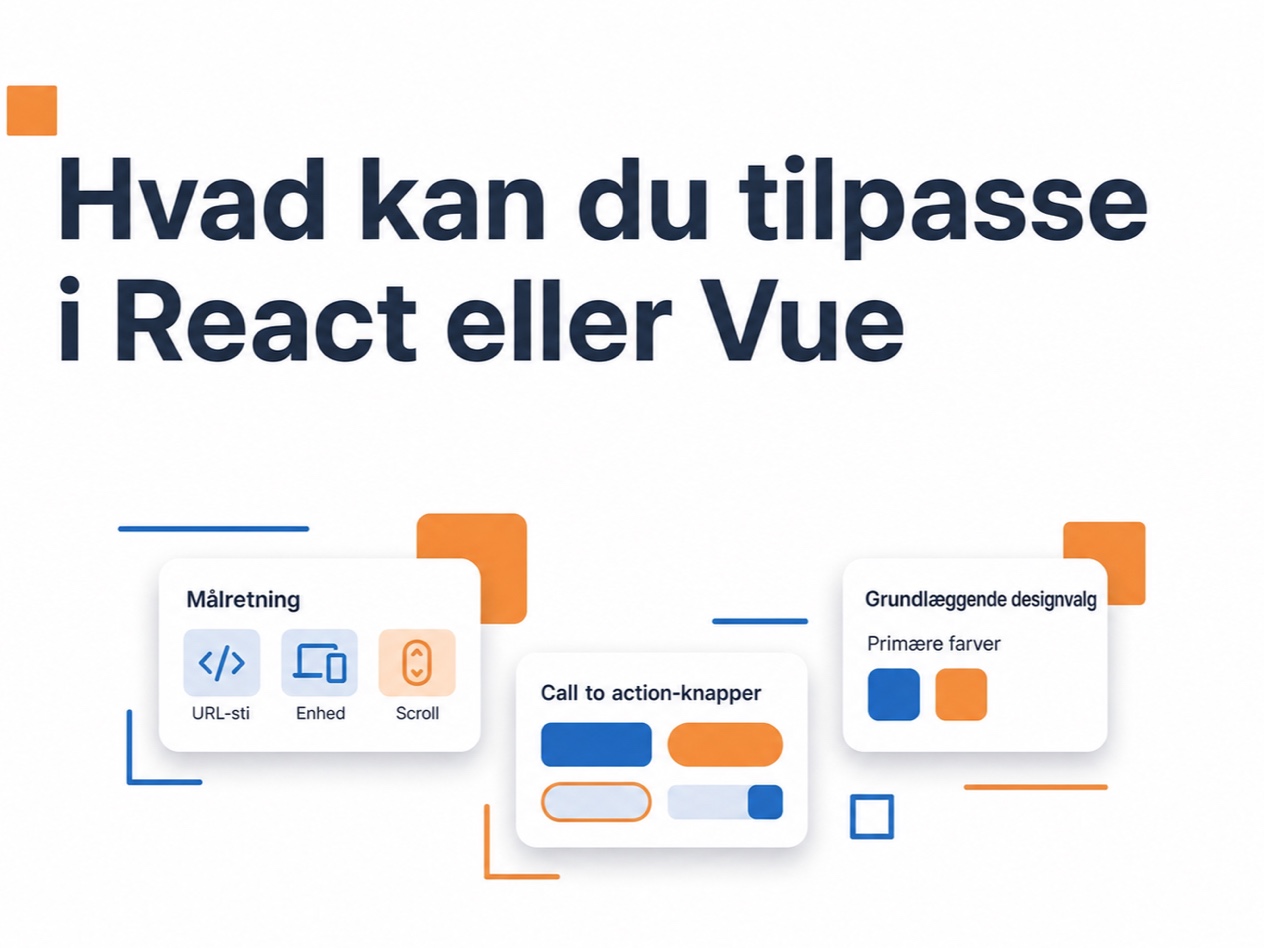 Illustration af hvad der kan tilpasses til en videoboble i React eller Vue