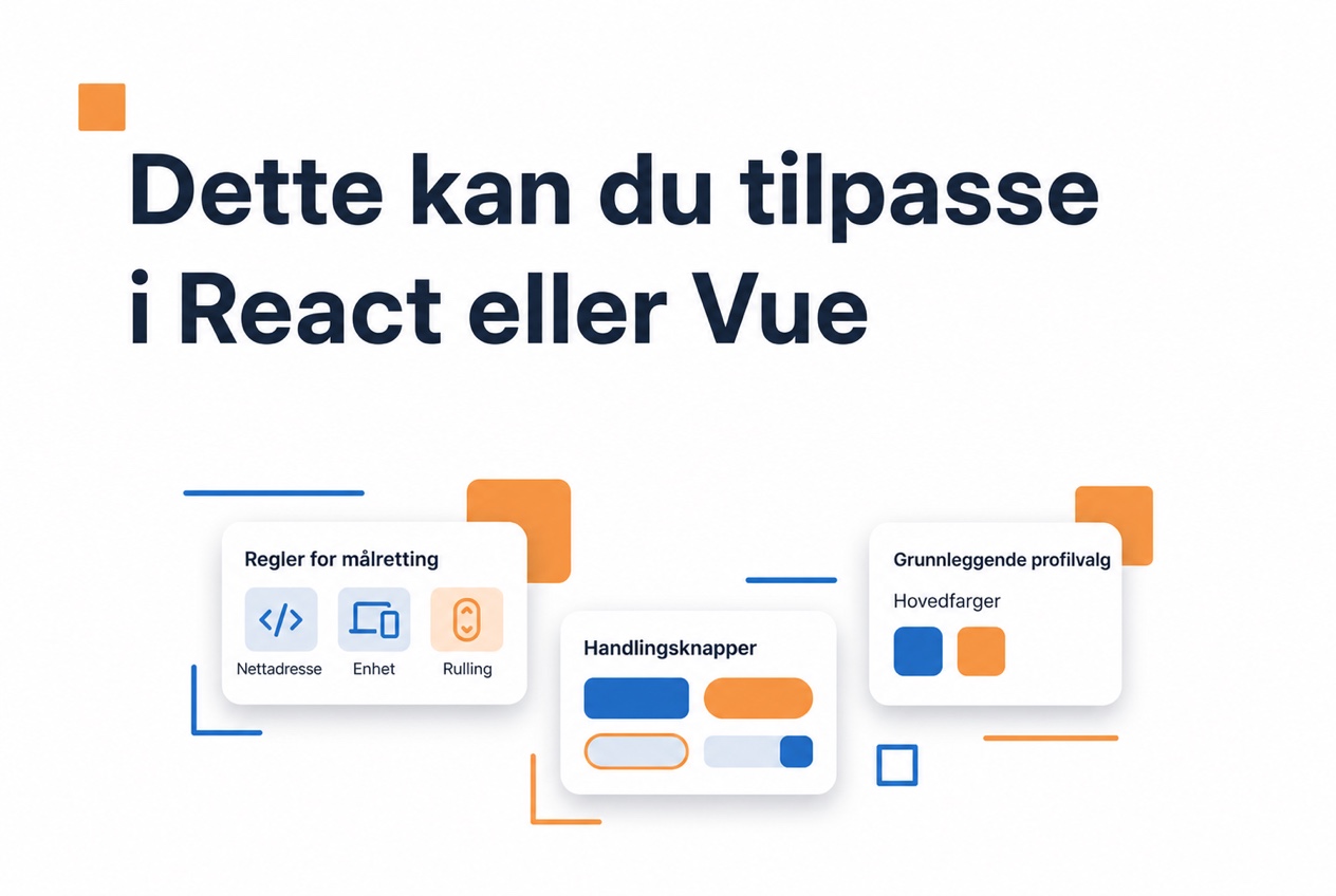 Illustrasjon av hva som kan tilpasses for en videoboble i React eller Vue