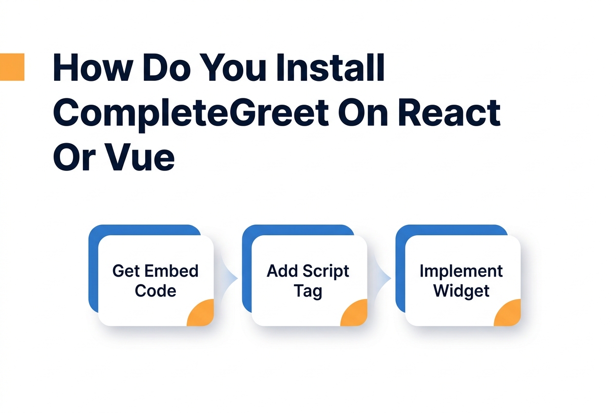 How to Add a Video Bubble to React or Vue Sites 1 Process illustration for How do you install CompleteGreet on React or Vue