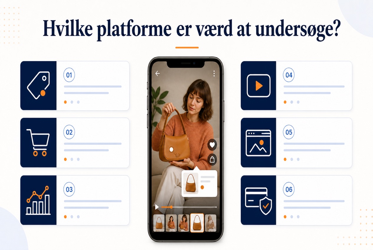 Illustration til sammenligning af platforme til shoppable video