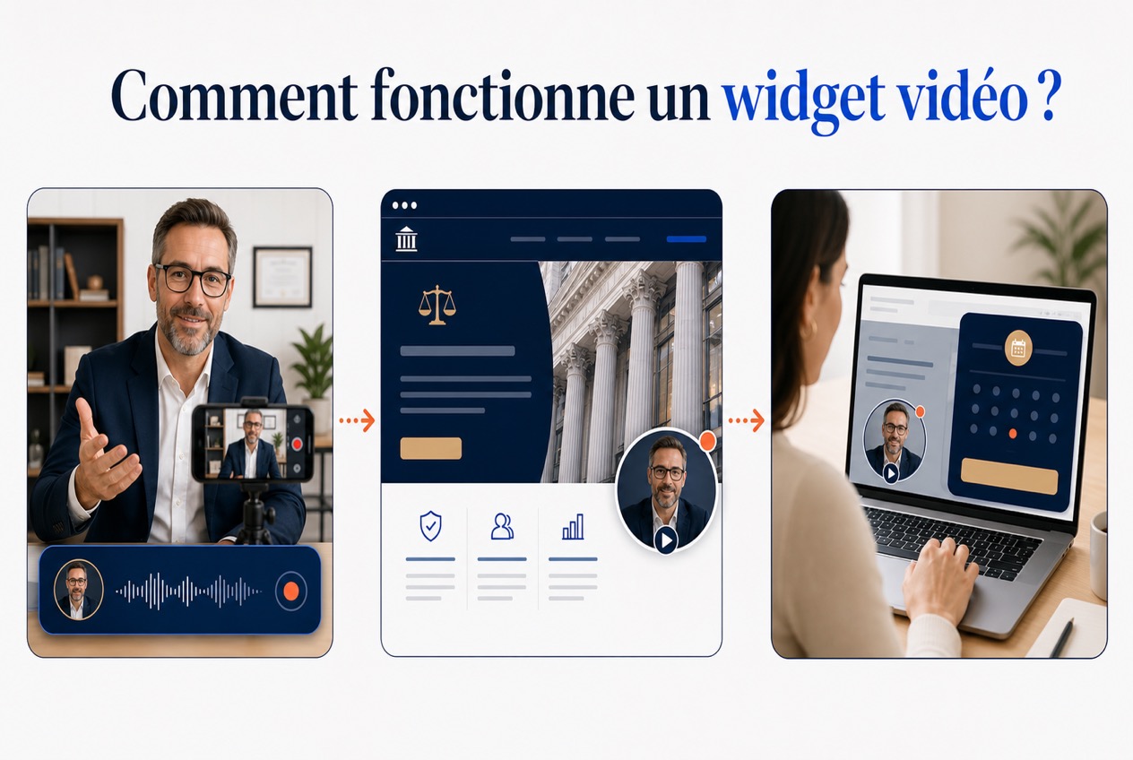 Widget vidéo pour cabinets d’avocats et services financiers 1 Illustration d’un widget vidéo pour cabinets d’avocats et services financiers