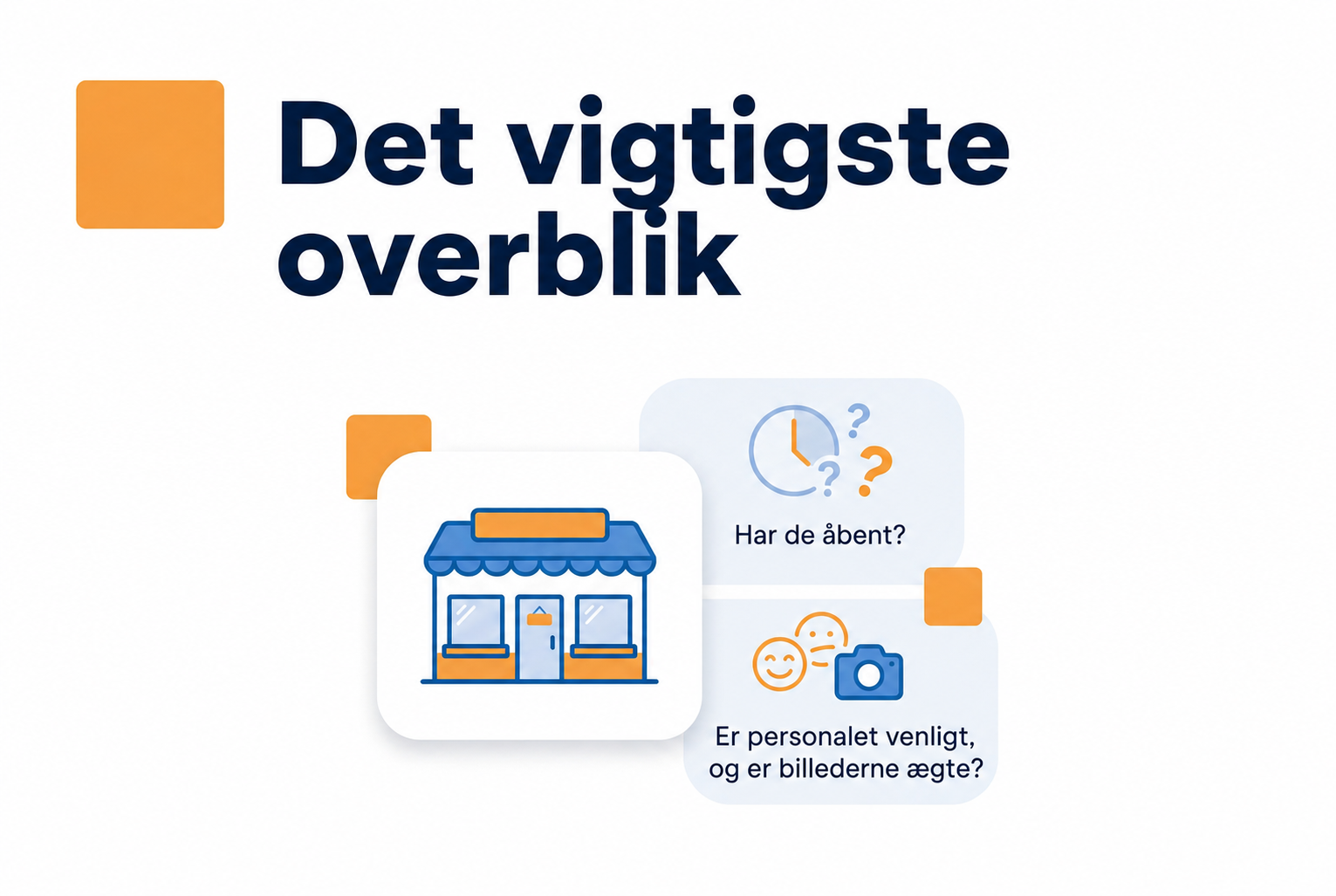 Illustration af spørgsmål om tillid, som besøgende hos en lokal virksomhed kan have