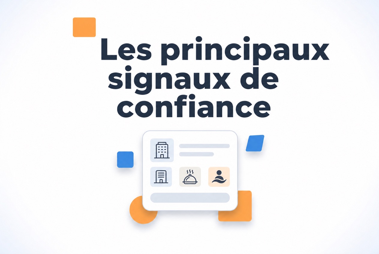 Bulle vidéo et signaux de confiance sur le site d’un restaurant ou d’un hôtel