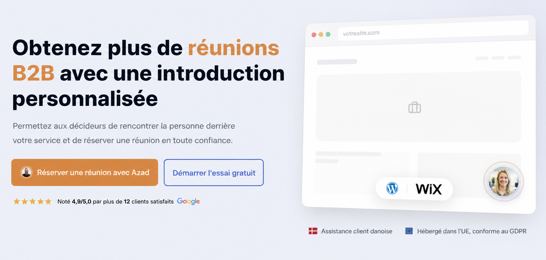 Section d’accueil CompleteGreet pour les présentations personnelles en contexte B2B