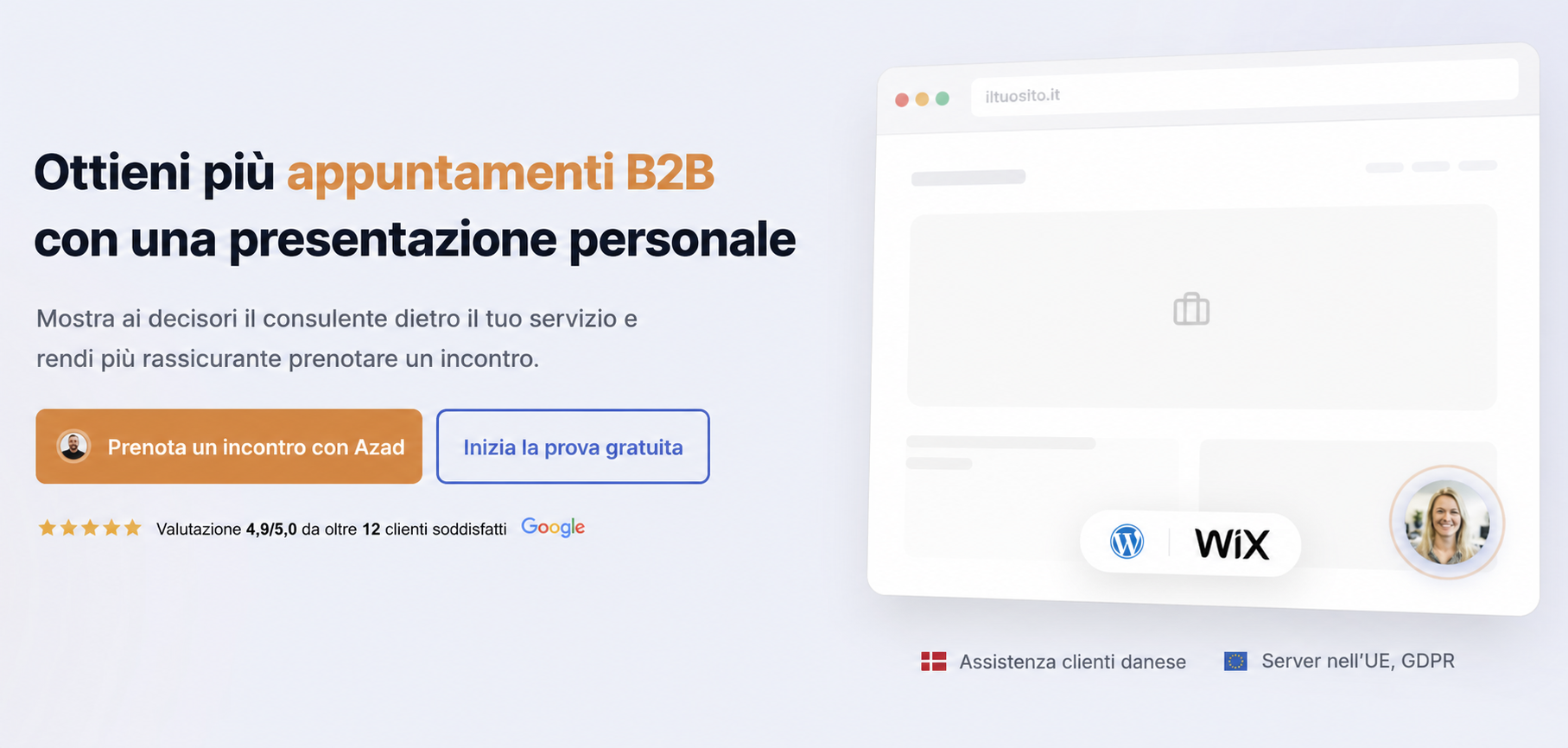 Come validare un'idea di start-up con una landing page video del fondatore 3 Hero CompleteGreet per incontri B2B e presentazioni personali