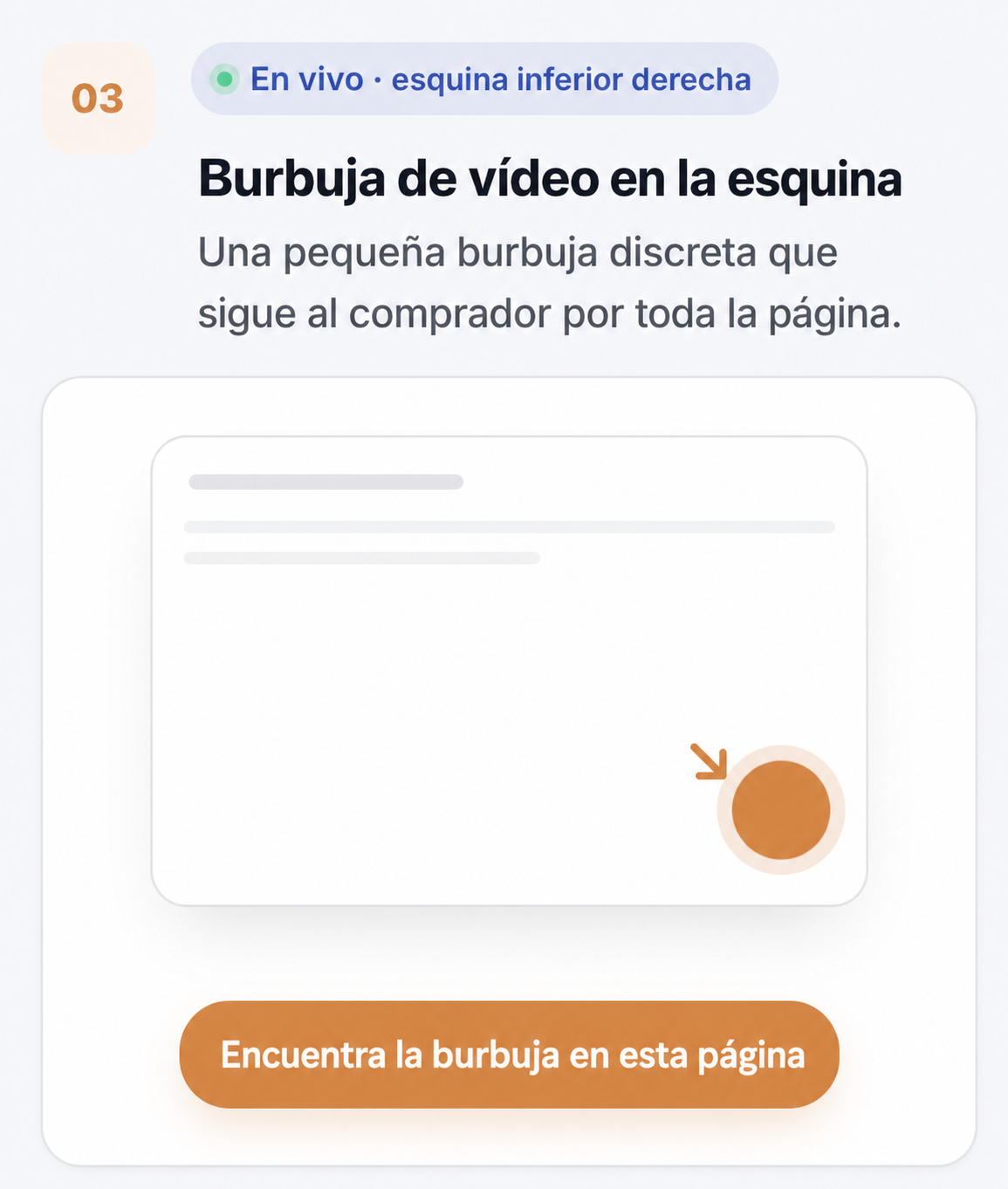 Burbuja de vídeo de CompleteGreet que acompaña al visitante por el sitio