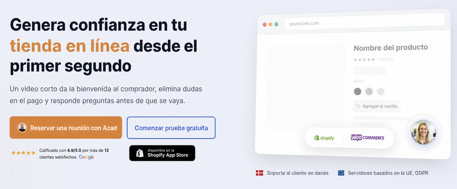 Cómo reducir las tasas de reembolso con mejores vídeos de producto 3 Sección principal de CompleteGreet para generar confianza antes del pago en una tienda online