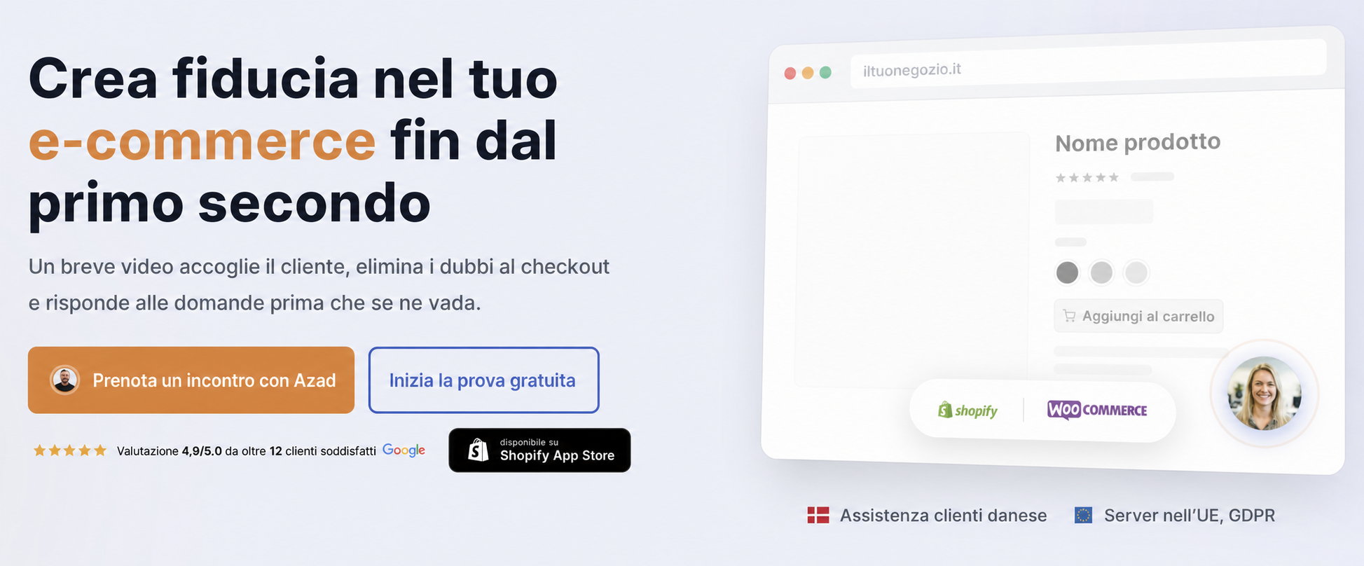 Video di prodotto in una vetrina e-commerce