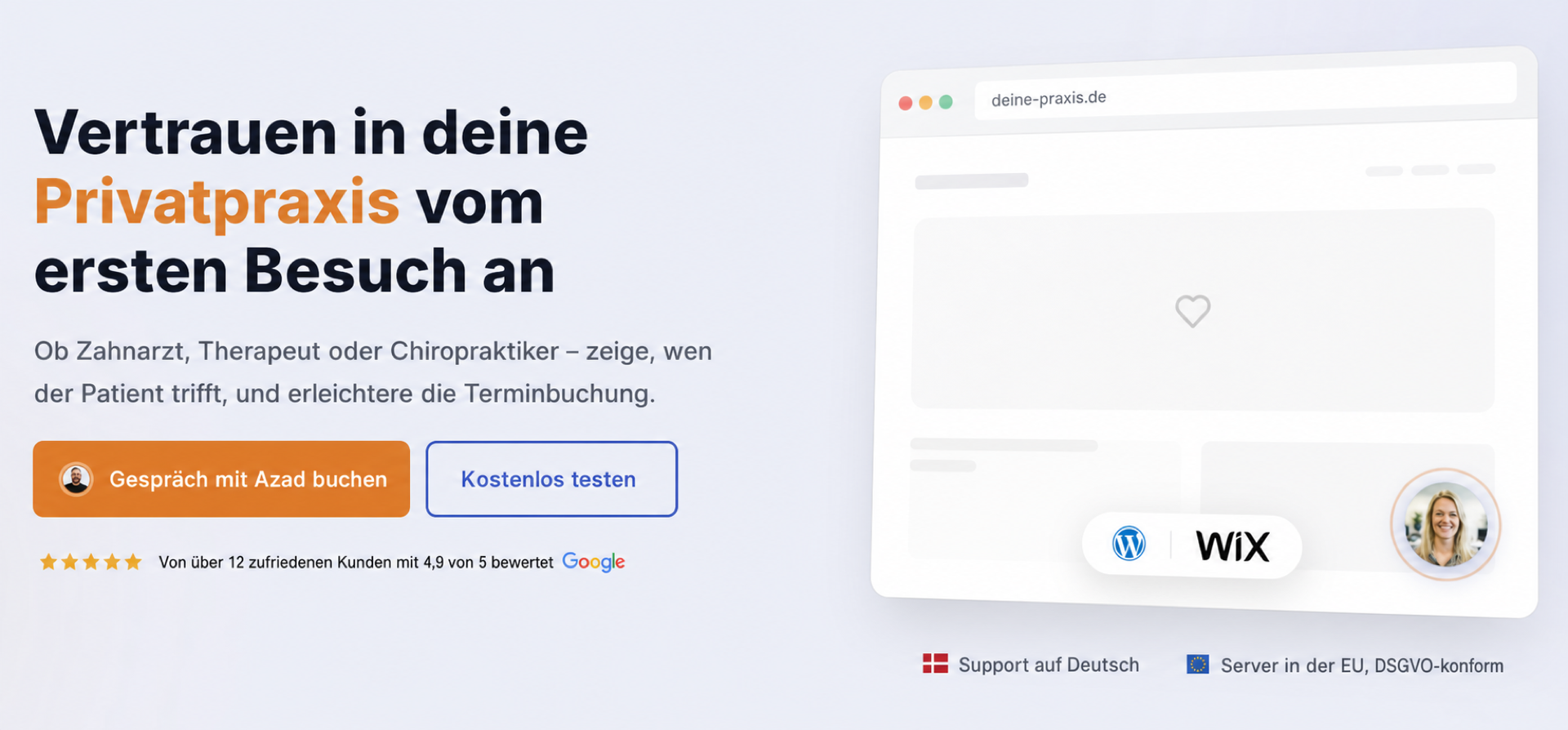 CompleteGreet-Bereich für das Vertrauen von Patienten einer Privatpraxis