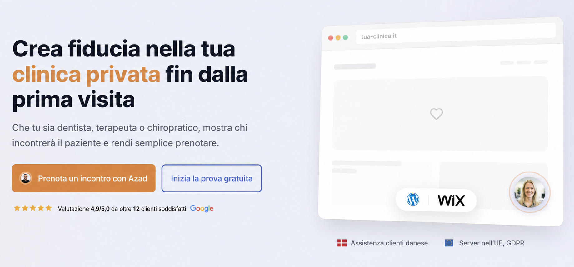 Sezione principale CompleteGreet per la fiducia dei pazienti.