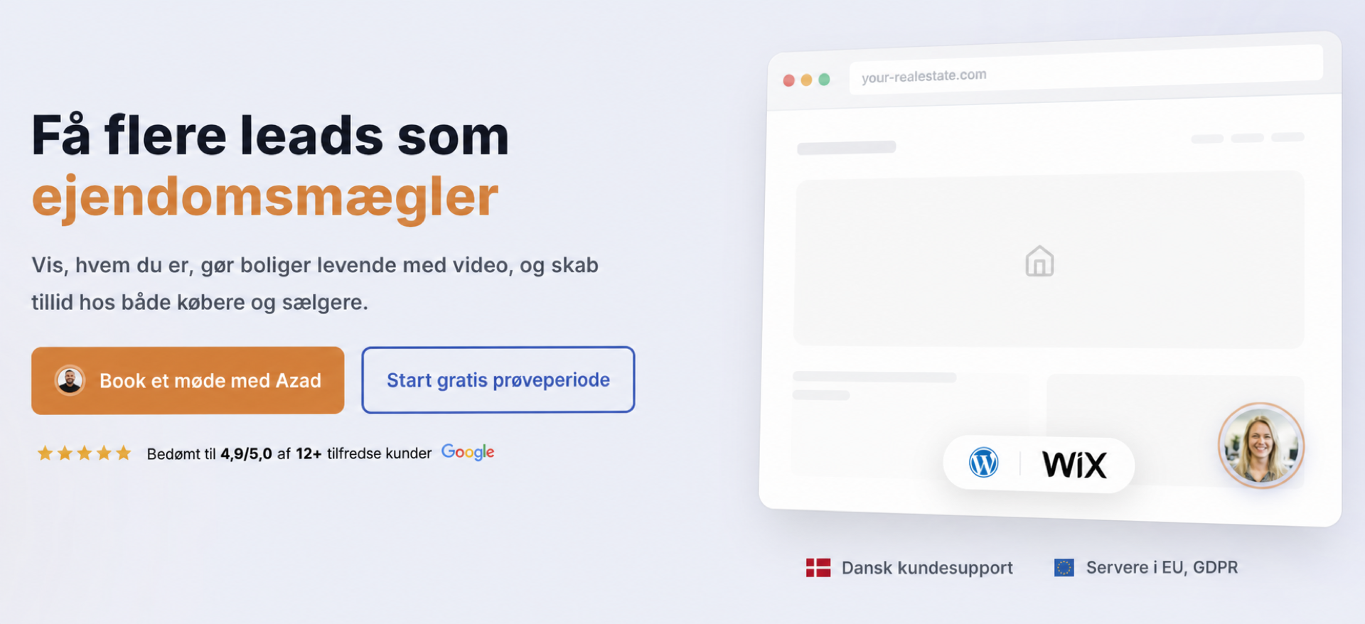 Deepfakes og tillid til websites: Sådan beviser du, at du er en rigtig virksomhed 2 CompleteGreet hero-sektion om ejendomsmæglerens tillid