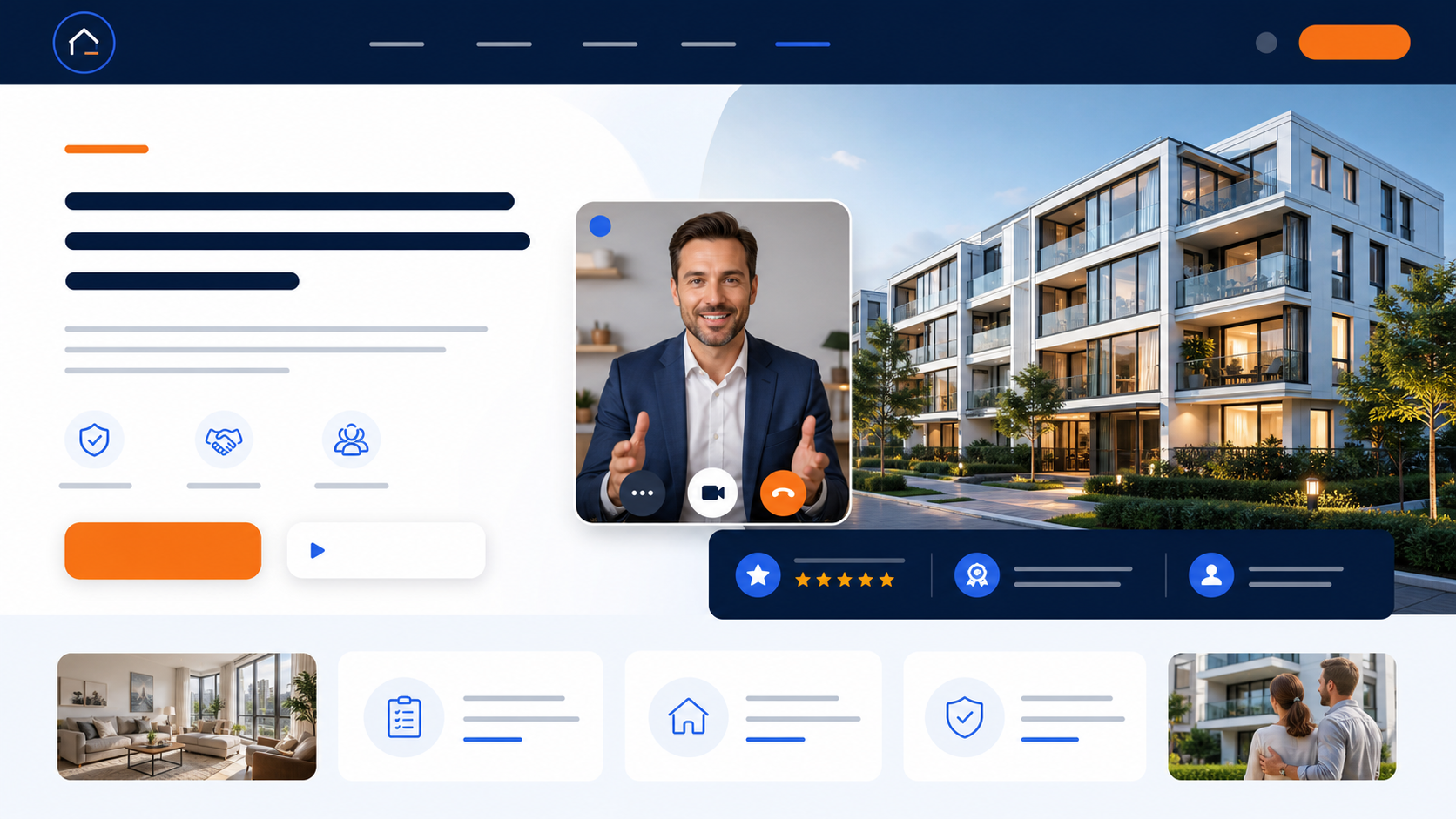 Section héros CompleteGreet d’un agent immobilier sur la confiance liée aux biens