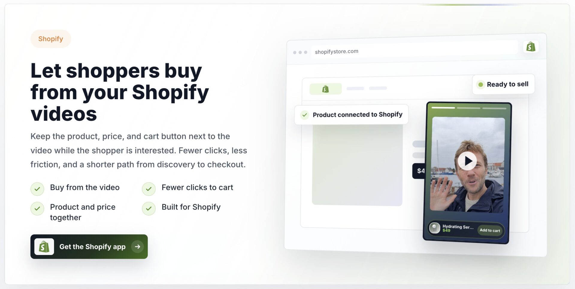 CompleteGreet Shopify shoppable videos hero section