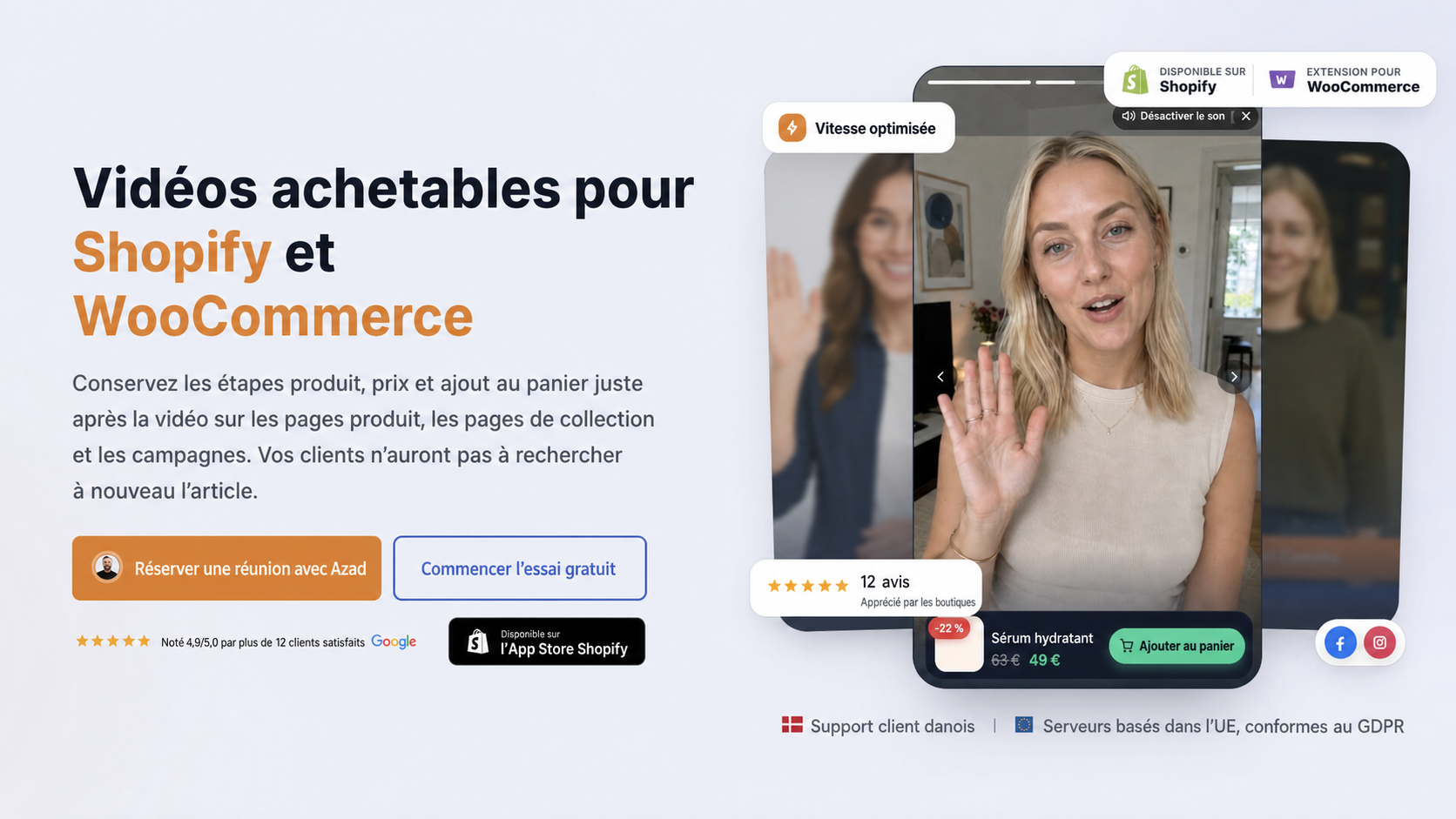 Vente additionnelle et montée en gamme avec une vidéo shoppable 4 Section d’accueil CompleteGreet pour les vidéos shoppables Shopify et WooCommerce