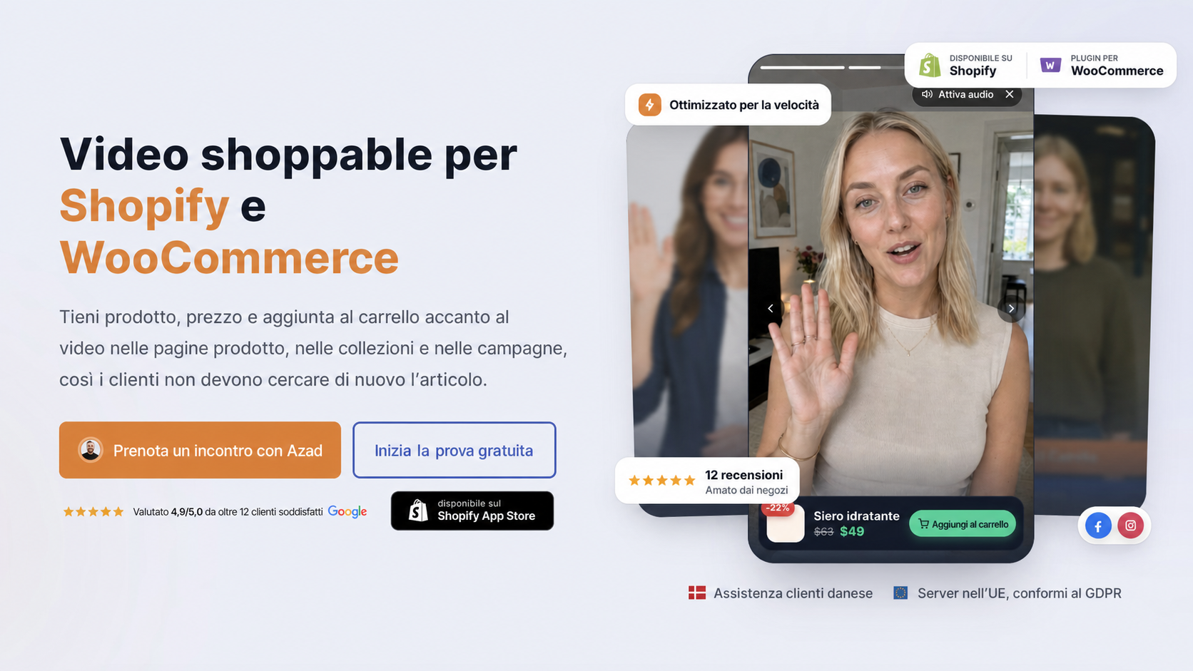 Cross-selling e upselling con i video shoppable 4 Sezione CompleteGreet per video shoppable su Shopify e WooCommerce