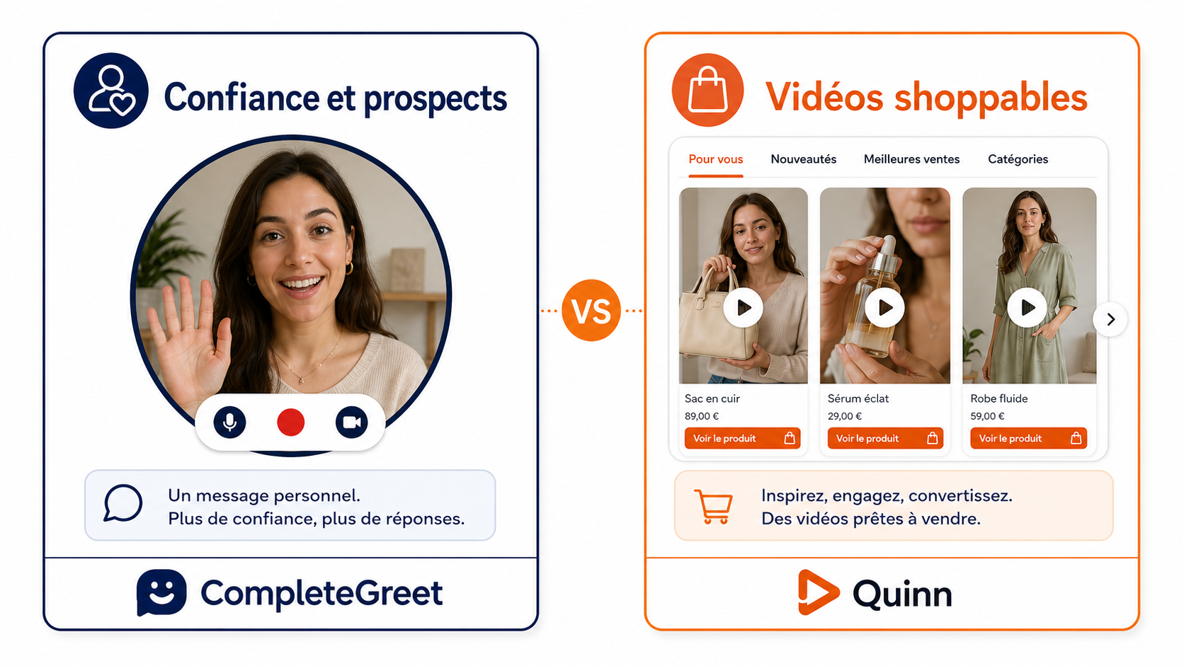 CompleteGreet ou Quinn : quel outil vidéo choisir ? 1 Illustration de la comparaison des tarifs de CompleteGreet et Quinn