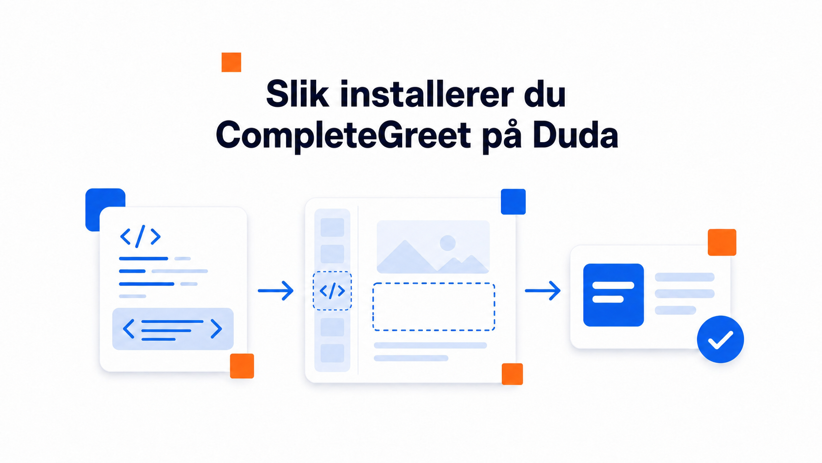 Illustrasjon av installasjon av CompleteGreet på Duda
