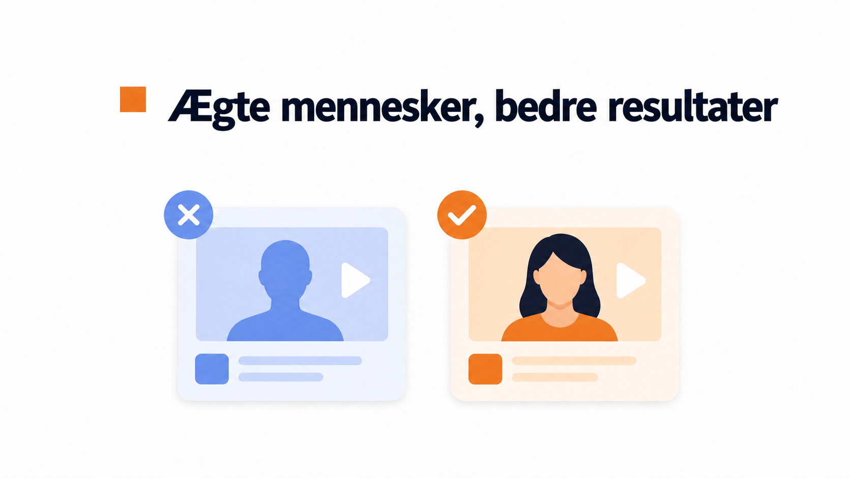 Illustration af AI-avatarer og ægte menneskevideo på websitet