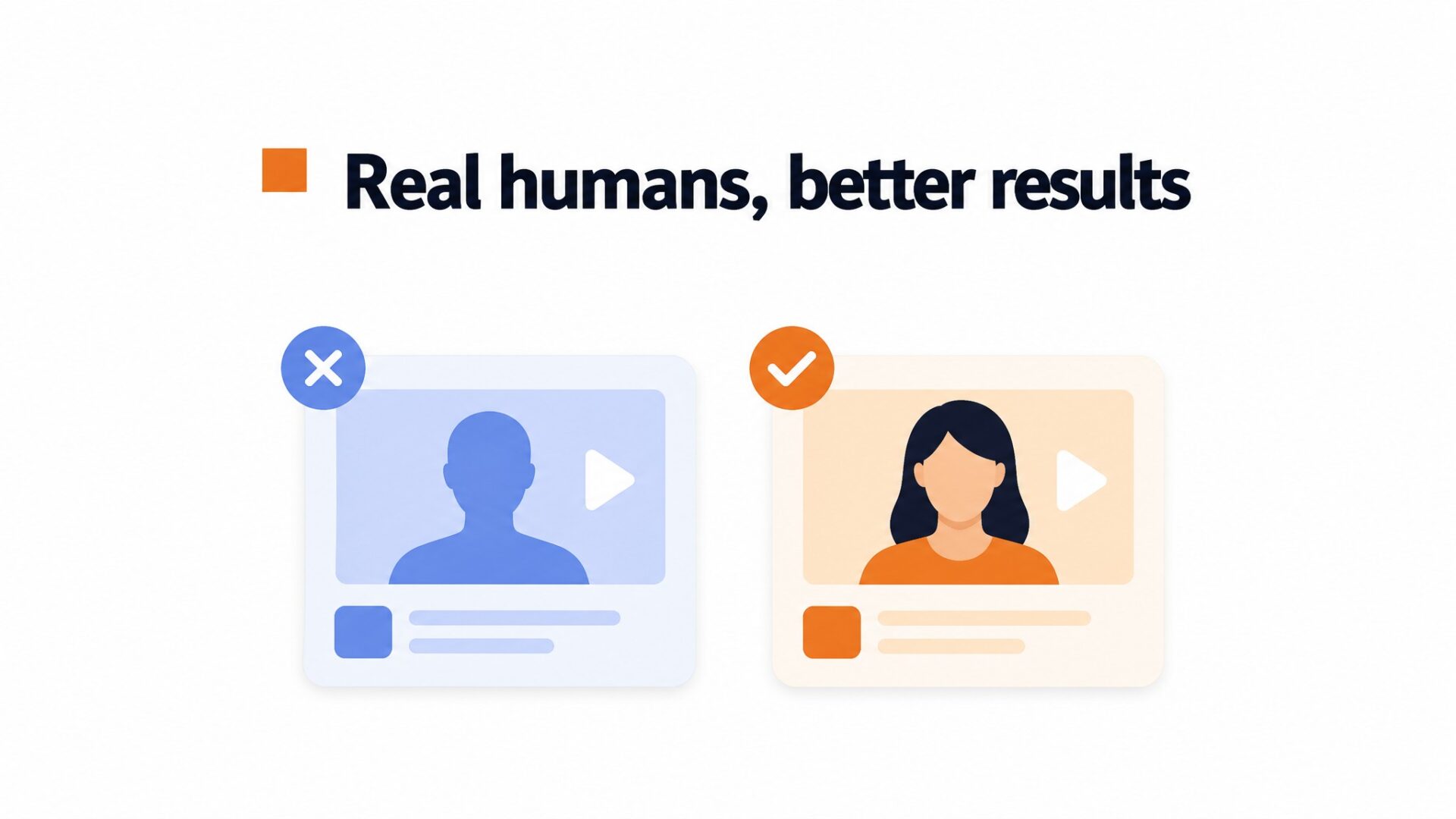 Comparison illustration for Why does ai avatars vs real human video on your website matter for your bottom line