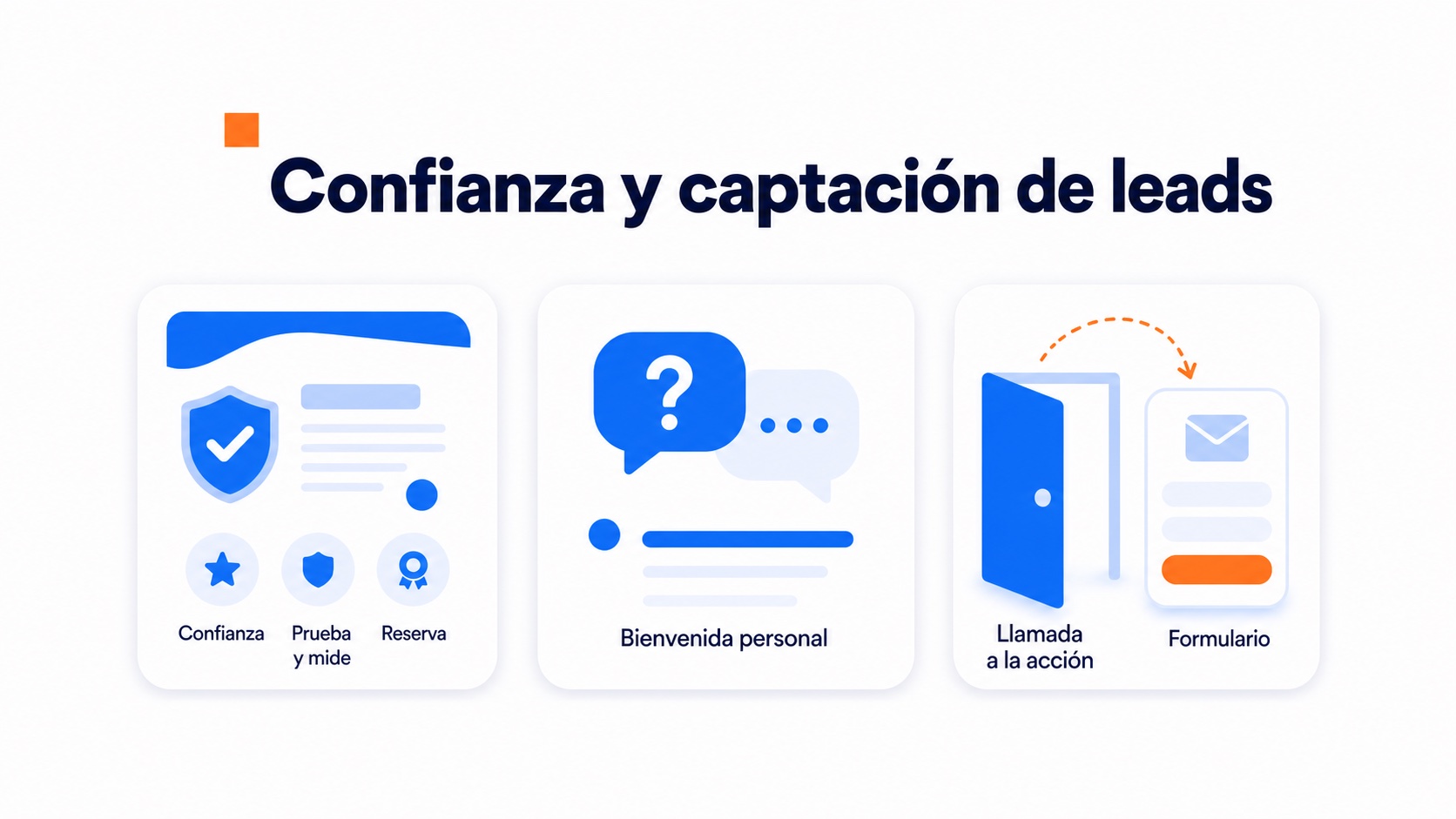 Ilustración sobre confianza y captación de leads con videoburbujas
