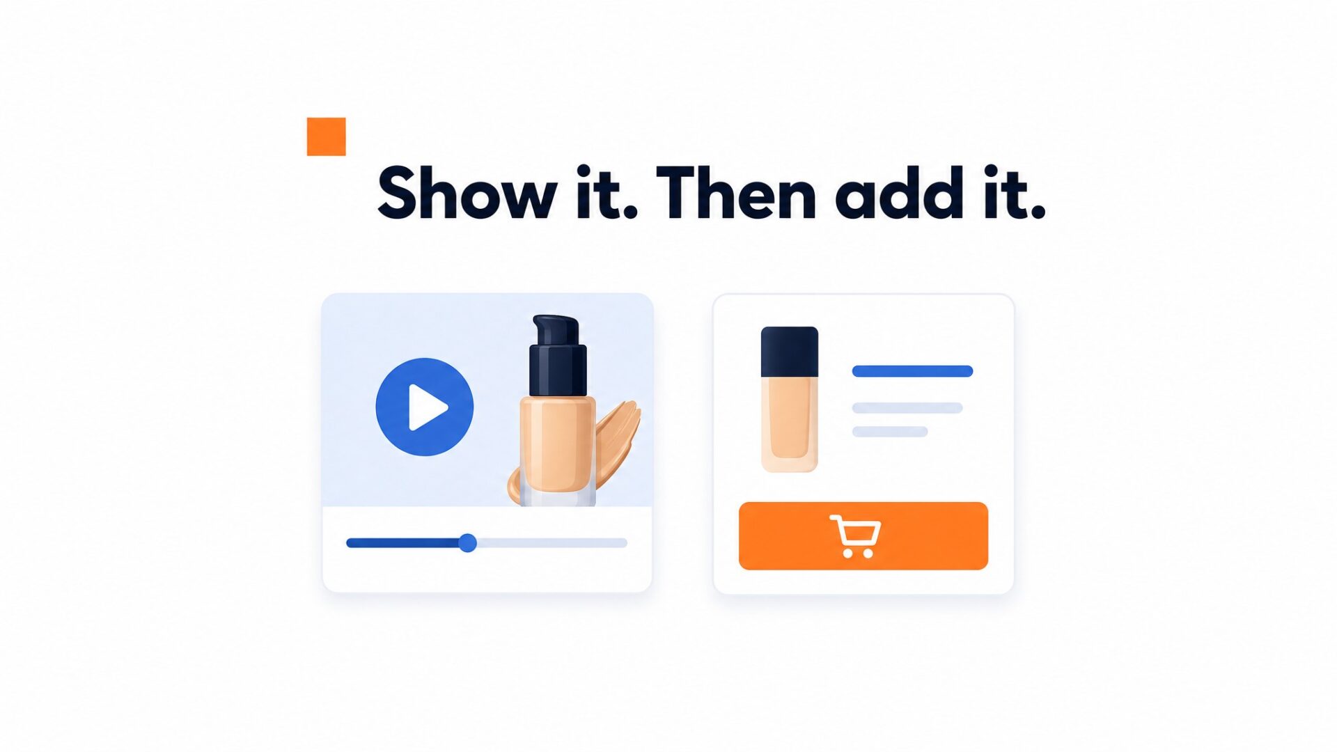 Videowidget til skønheds- og kosmetikbrands 2 Videowidget til skønhed, der viser en produktdemonstration og købshandlinger