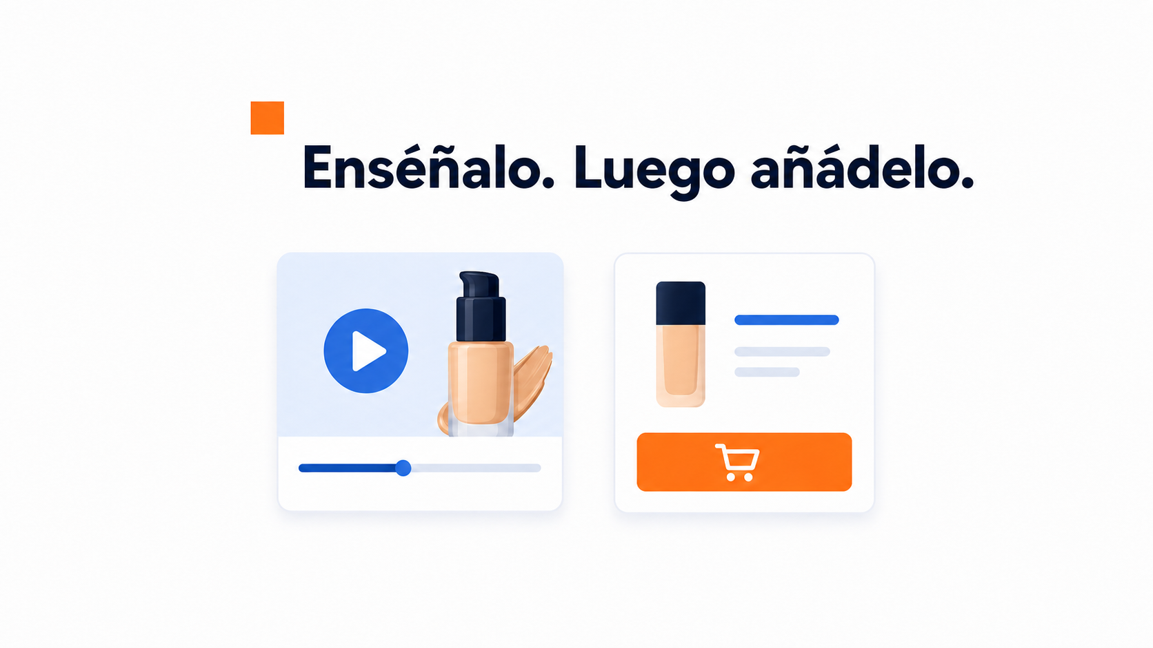Videoburbuja para marcas de belleza y cosmética 2 Widget de vídeo de belleza con una demostración de producto junto a las acciones de compra