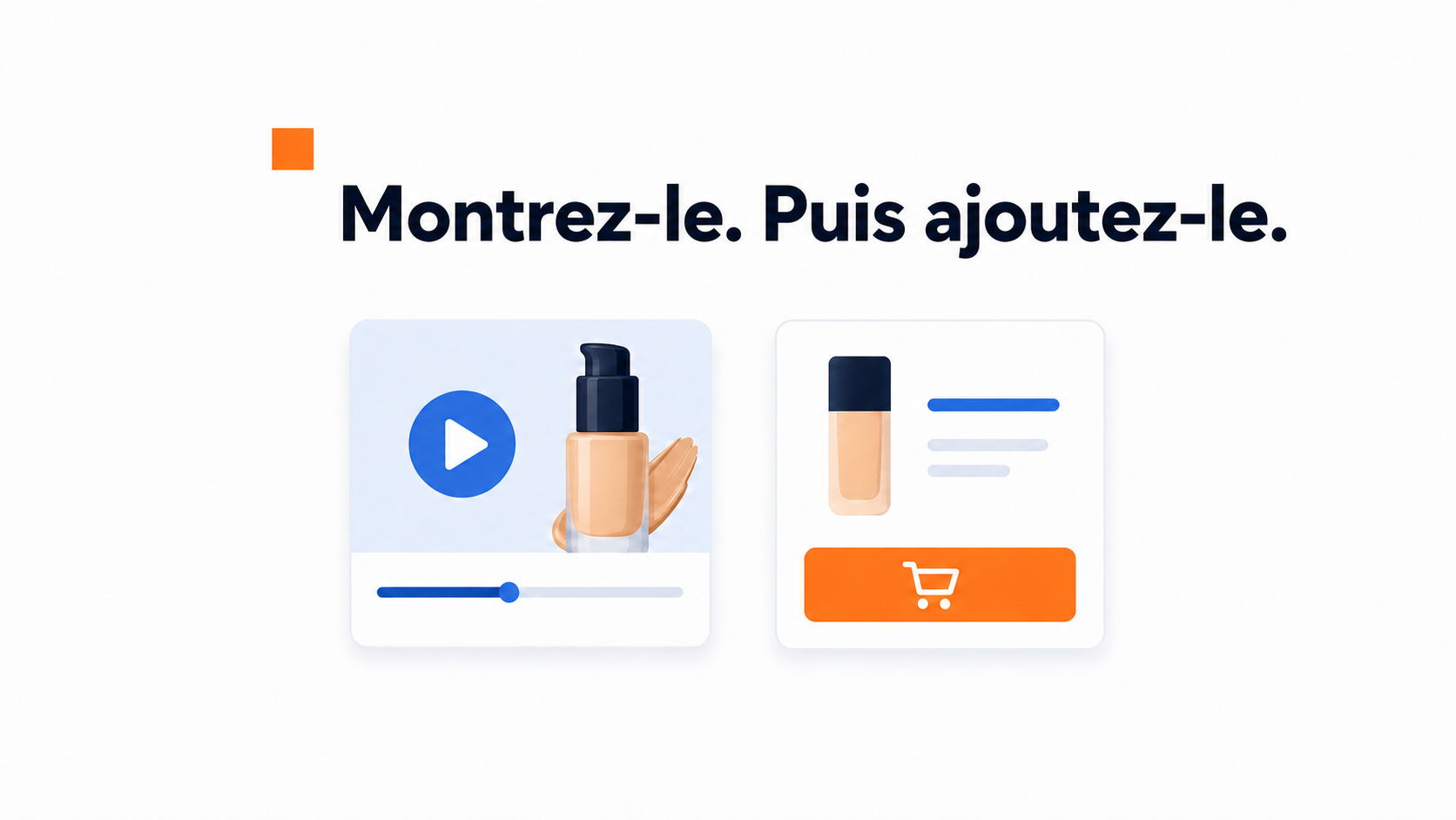 Bulle vidéo pour les marques de beauté et de cosmétiques 2 Widget vidéo beauté montrant une démonstration produit à côté des actions d’achat