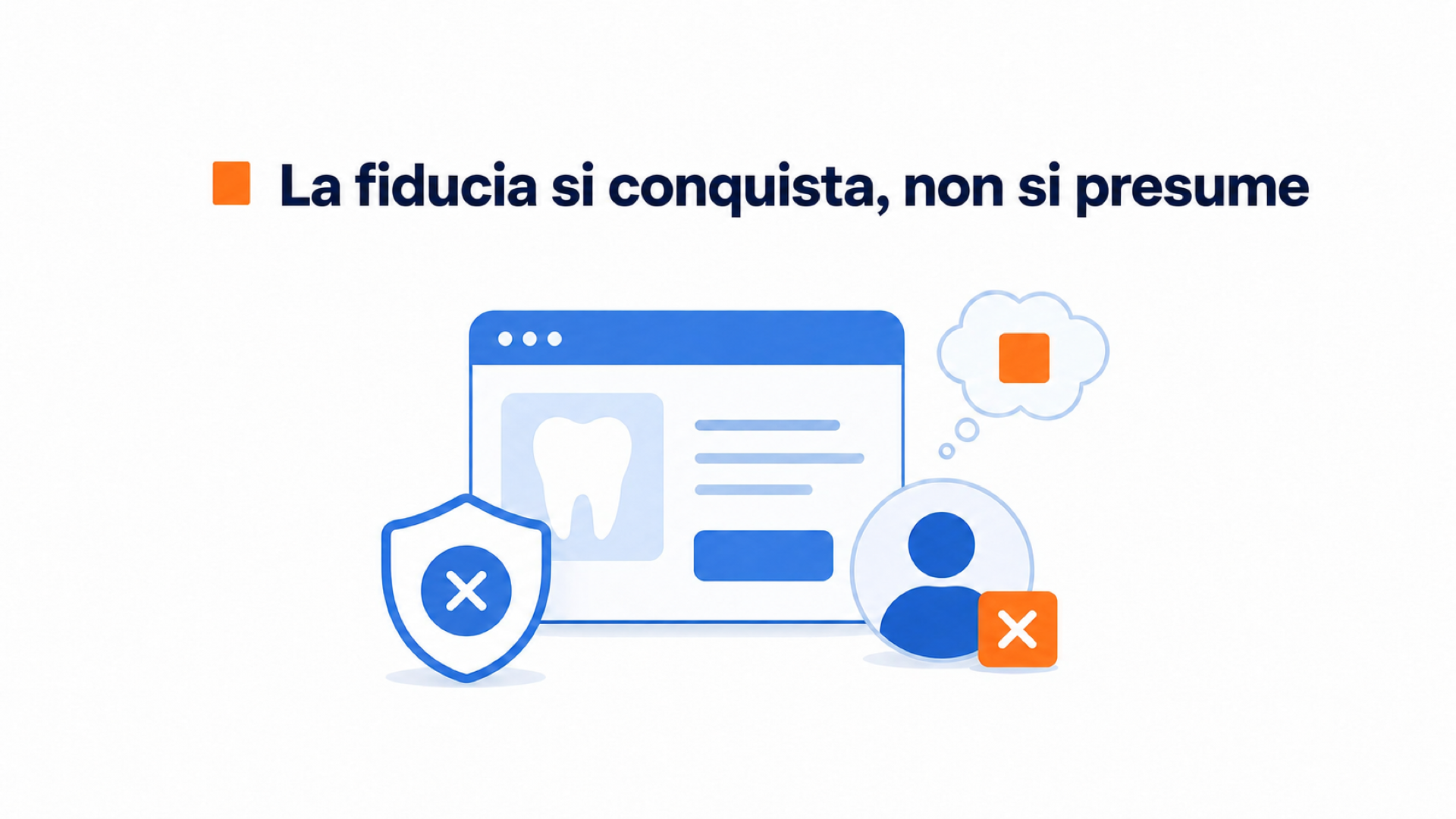 Illustrazione dei segnali di fiducia sul sito di uno studio dentistico