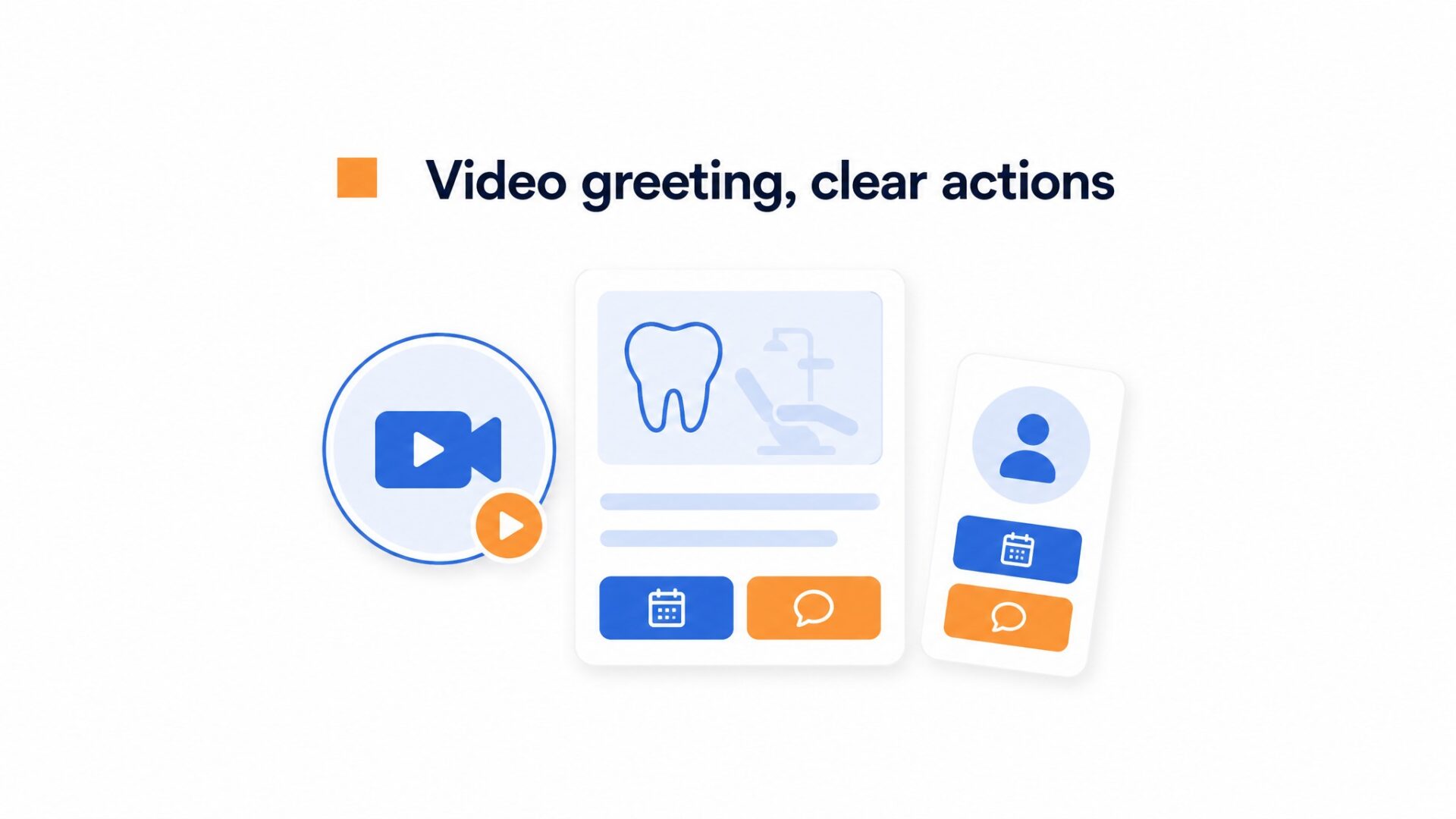 Videowidget til tandklinikker 2 Illustration af, hvordan videobobler fungerer for tandklinikker