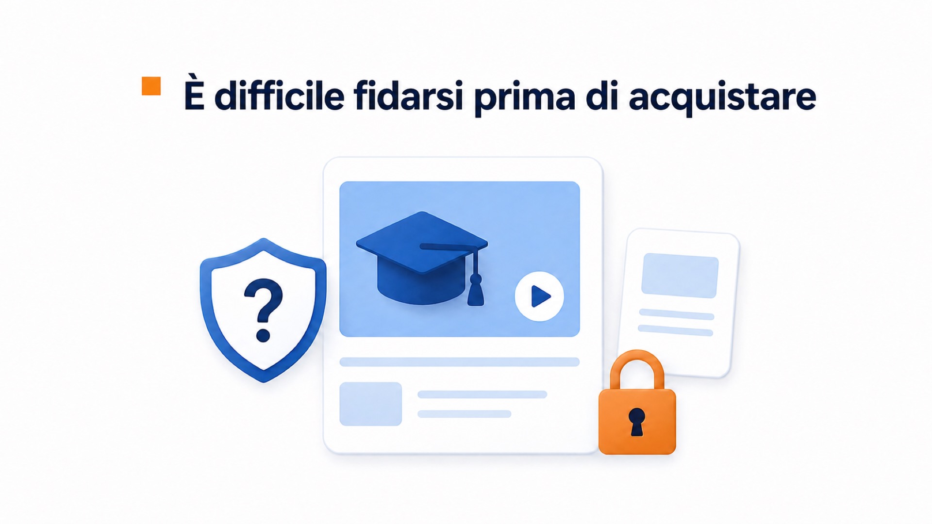 Illustrazione del motivo per cui è difficile fidarsi di un corso online prima dell’acquisto