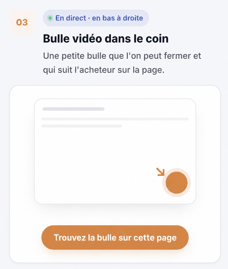 La valeur de l'authenticité dans les vidéos e-commerce 4 Bulle vidéo CompleteGreet dans le coin inférieur d’une page.