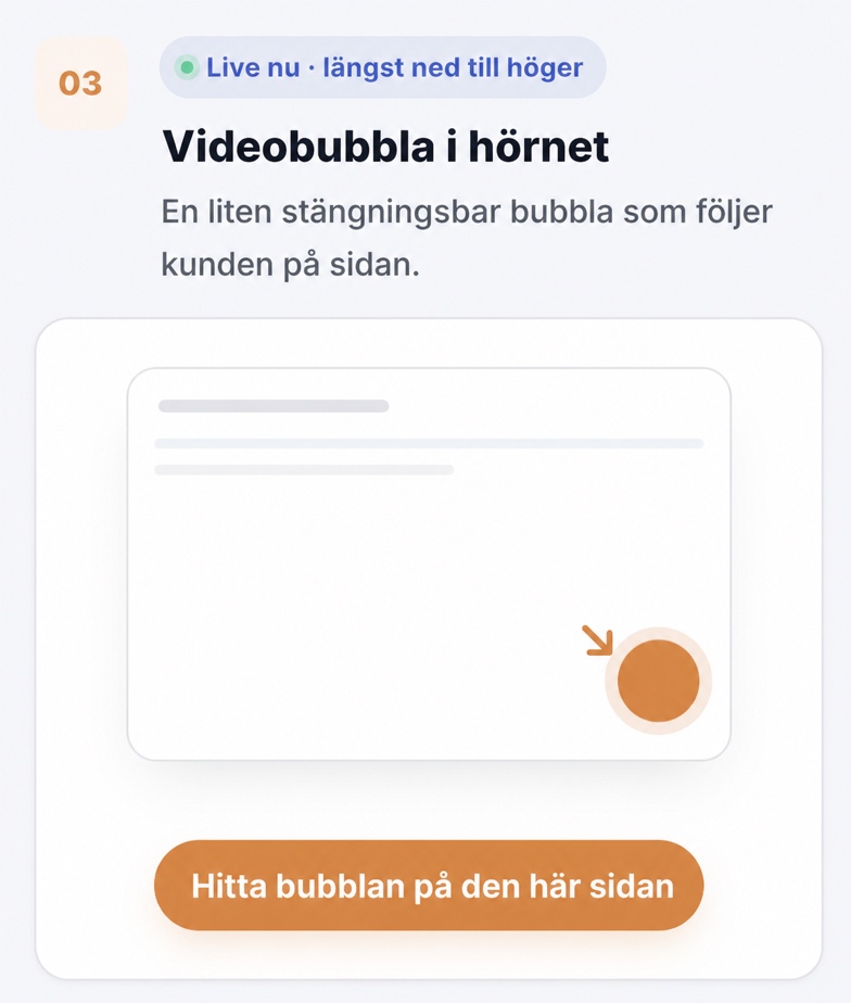 CompleteGreet-videobubbla i det nedre hörnet på en sida.
