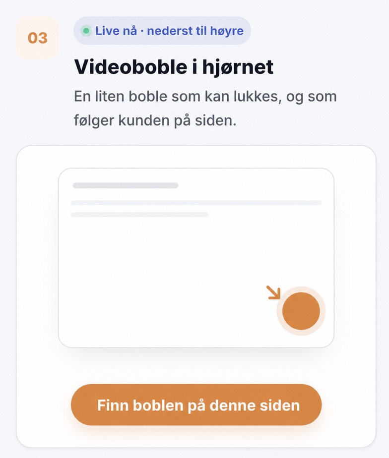 Autentisitetens verdi i e-handelsvideo 4 CompleteGreet-videoboble i det nederste hjørnet på en side.