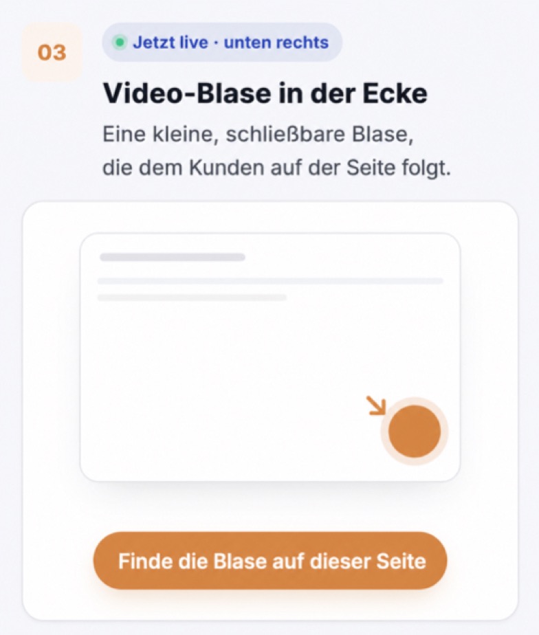 Vidjet vs Tolstoy für Shopify-Shops 3 CompleteGreet Video-Blase in der Ecke, die den Kunden auf der Seite begleitet