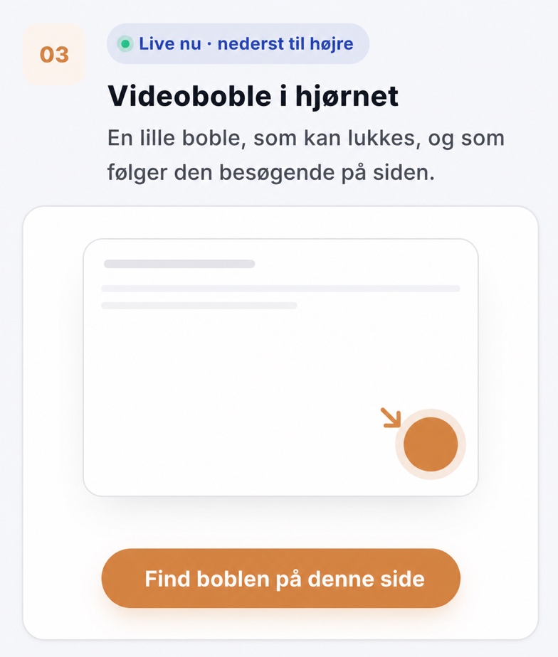 Autenticitetens værdi i ecommerce-video 4 CompleteGreet-videoboble i nederste hjørne af en side.