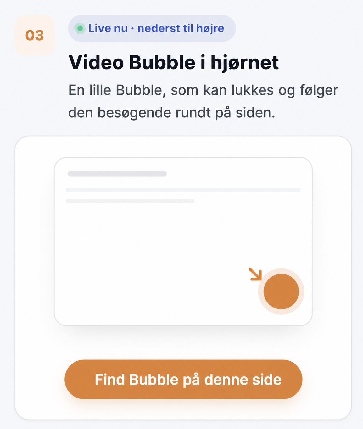 CompleteGreet Video Bubble i hjørnet af en webside