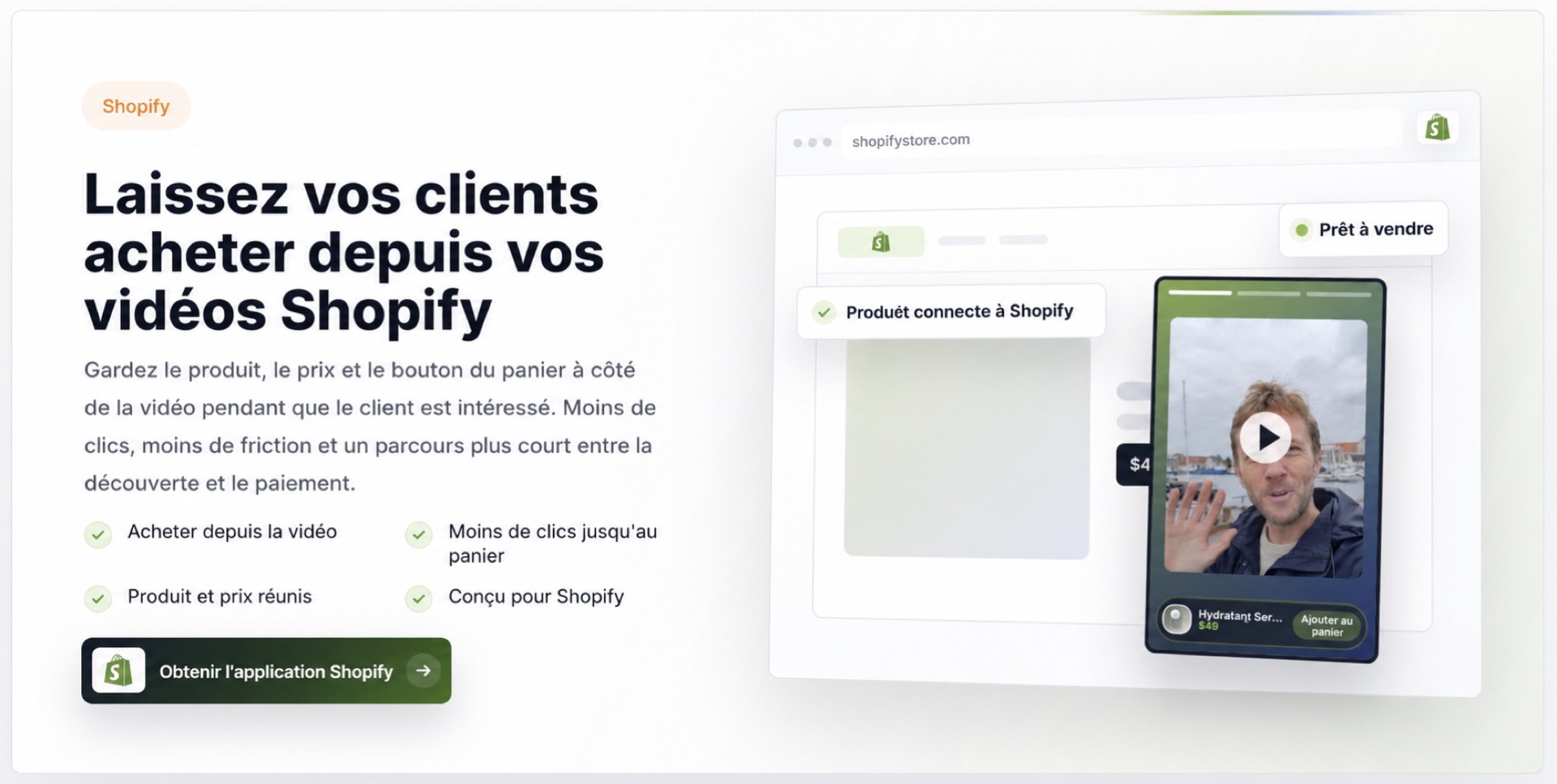 Les meilleures pages pour ajouter une vidéo shoppable à votre boutique Shopify 2 Section de CompleteGreet montrant des vidéos shoppable pour Shopify