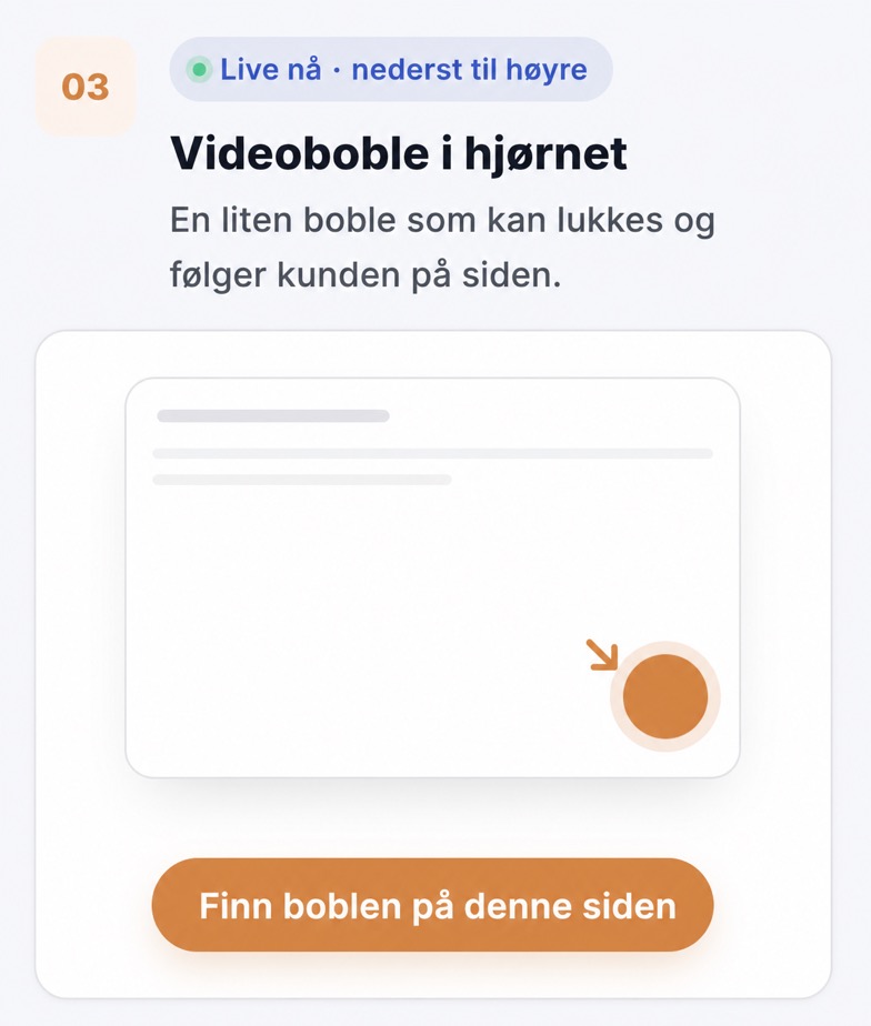 Guide til plassering av videoboble: Hvor skal den være i ulike bransjer? 2 CompleteGreet-videoboble i et hjørne på et nettsted