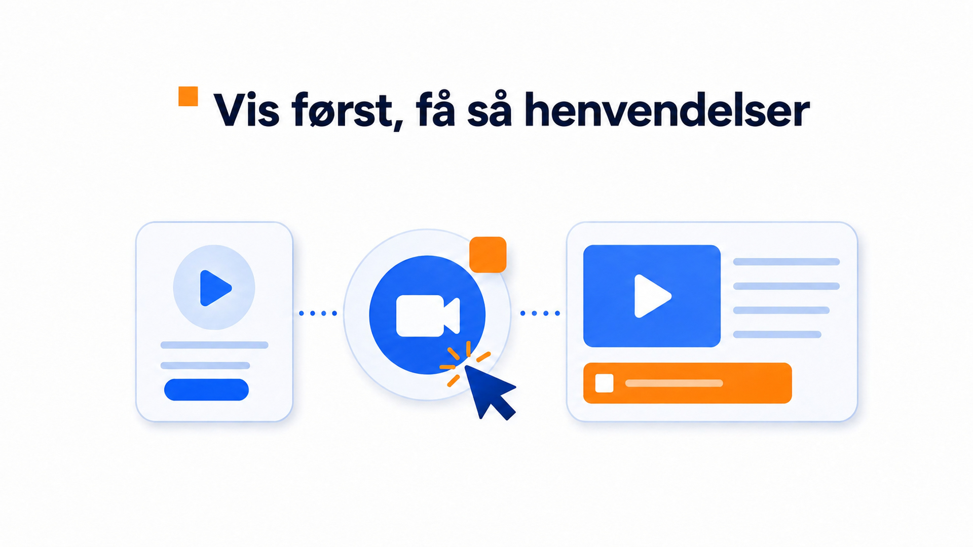 Illustration af en videowidget, der åbner en videohilsen med en handlingsknap.
