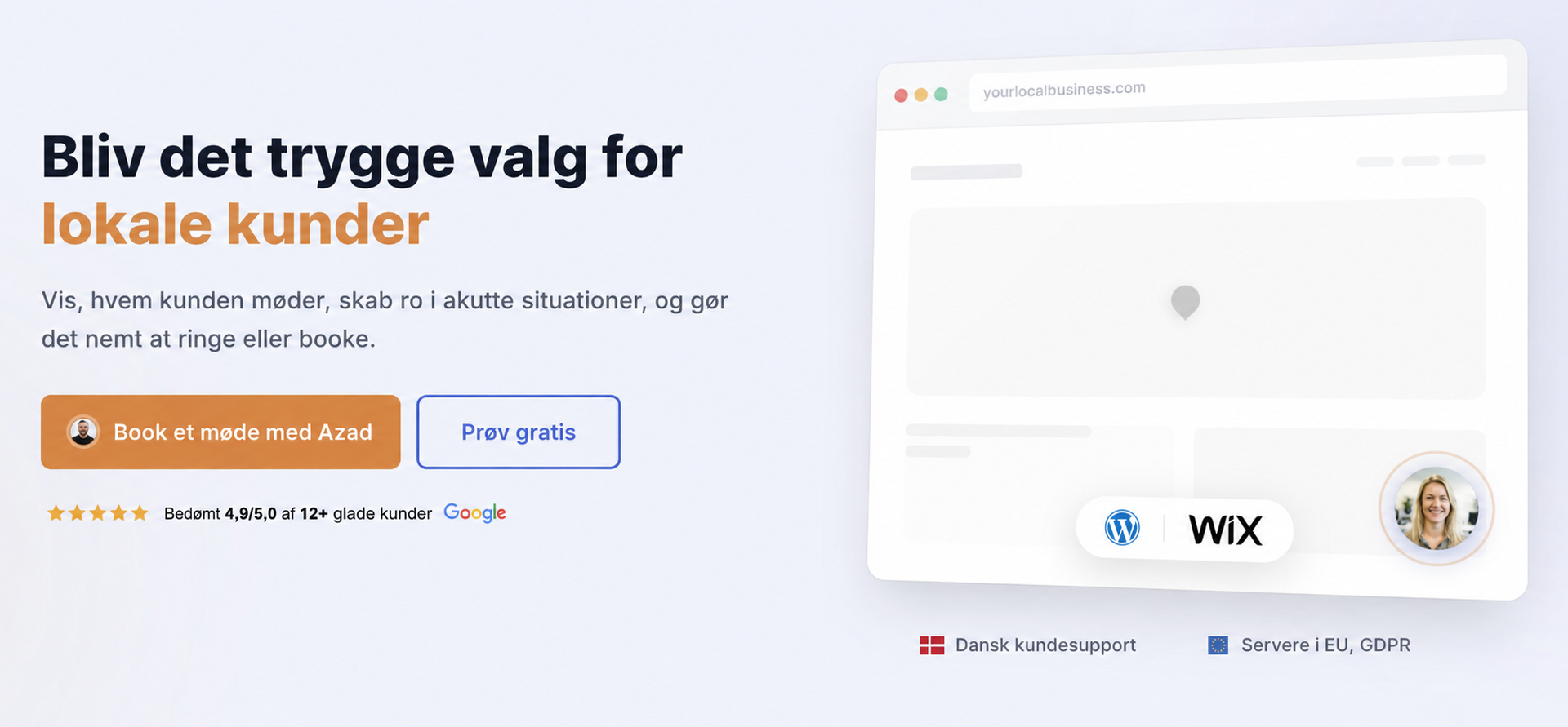 CompleteGreet-side om at skabe tryghed og få bookinger fra lokale kunder.