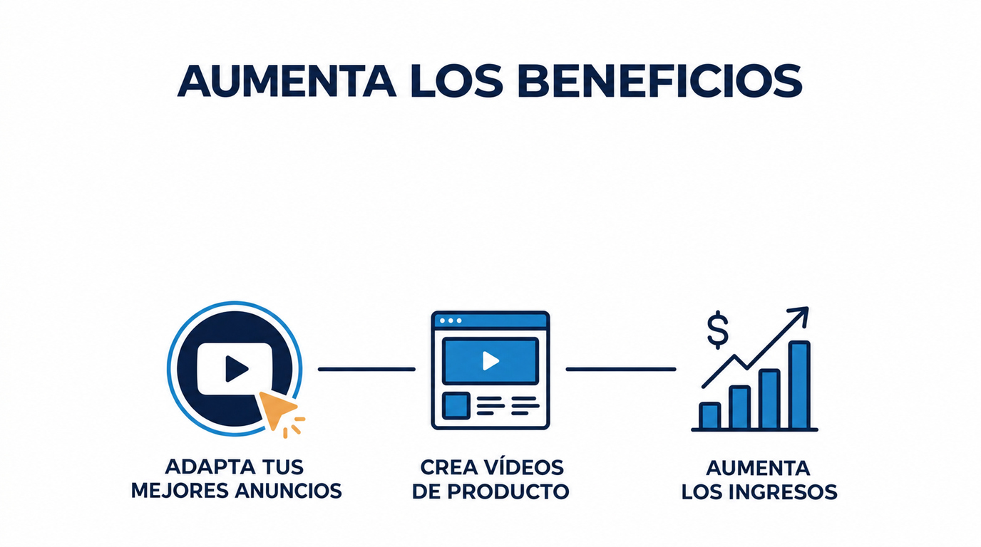 Cómo convertir tus mejores anuncios en vídeos para páginas de producto 2 Diagrama sobre cómo adaptar anuncios a vídeos de producto para aumentar los ingresos