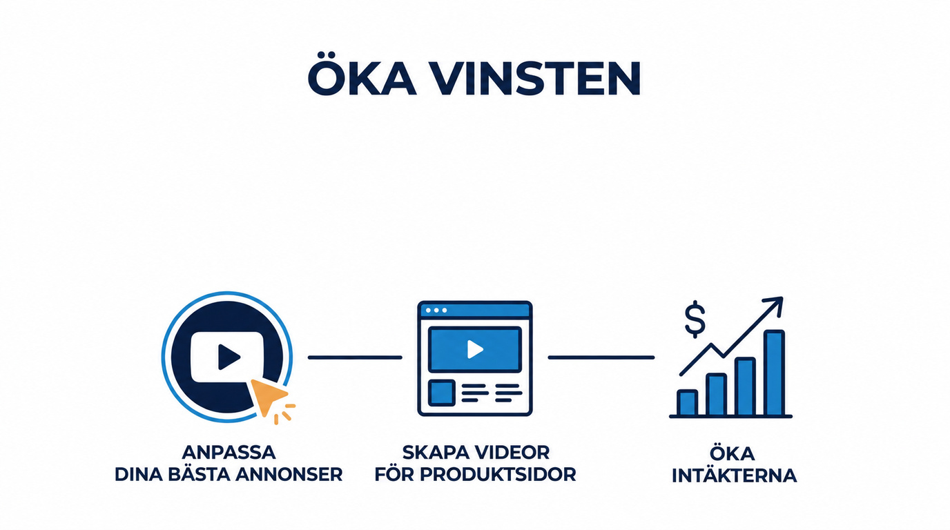 Diagram som visar hur du anpassar framgångsrika annonser till videor på produktsidor för att öka intäkterna.