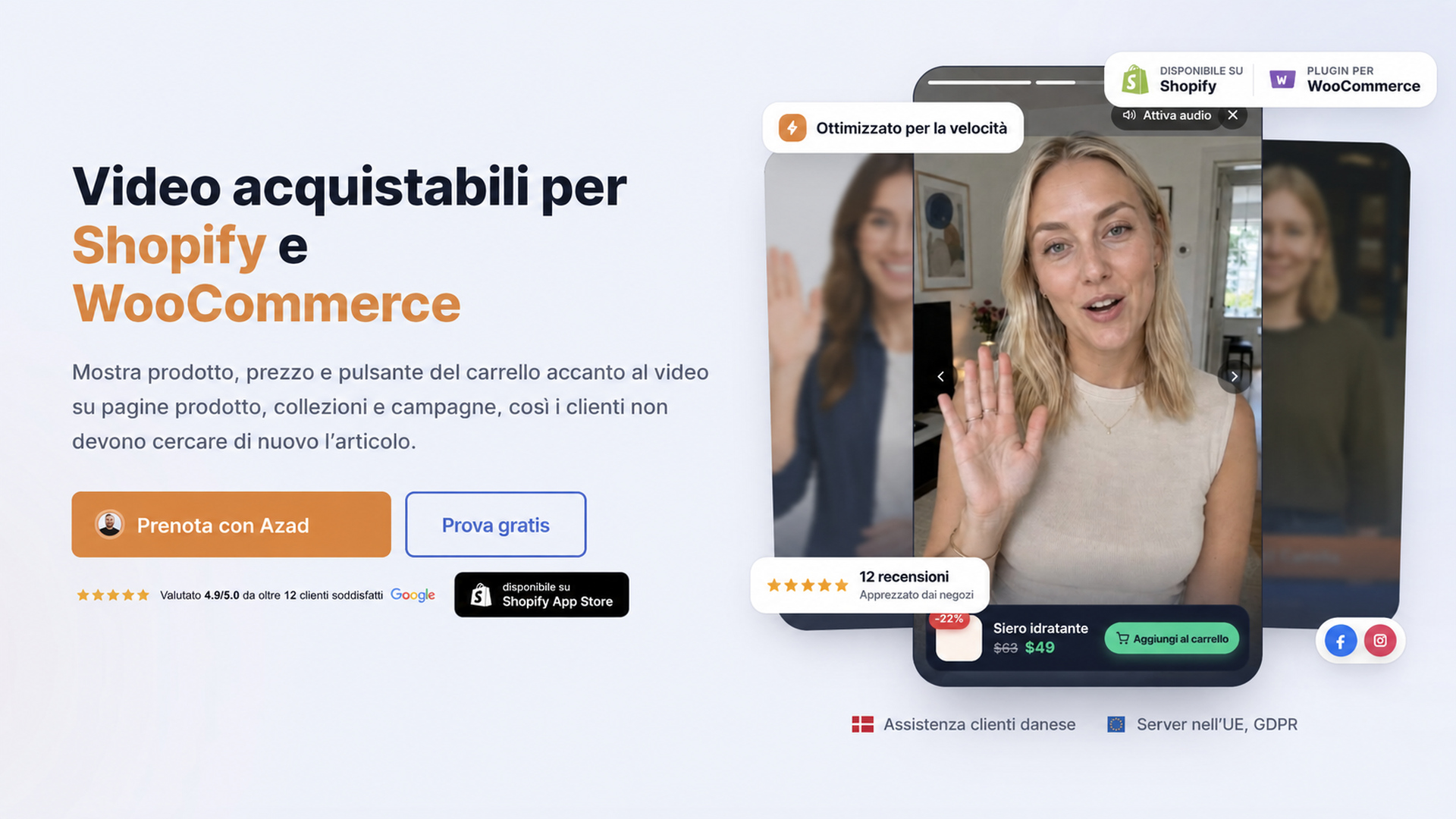 Presentazione dei video acquistabili di CompleteGreet per Shopify e WooCommerce.