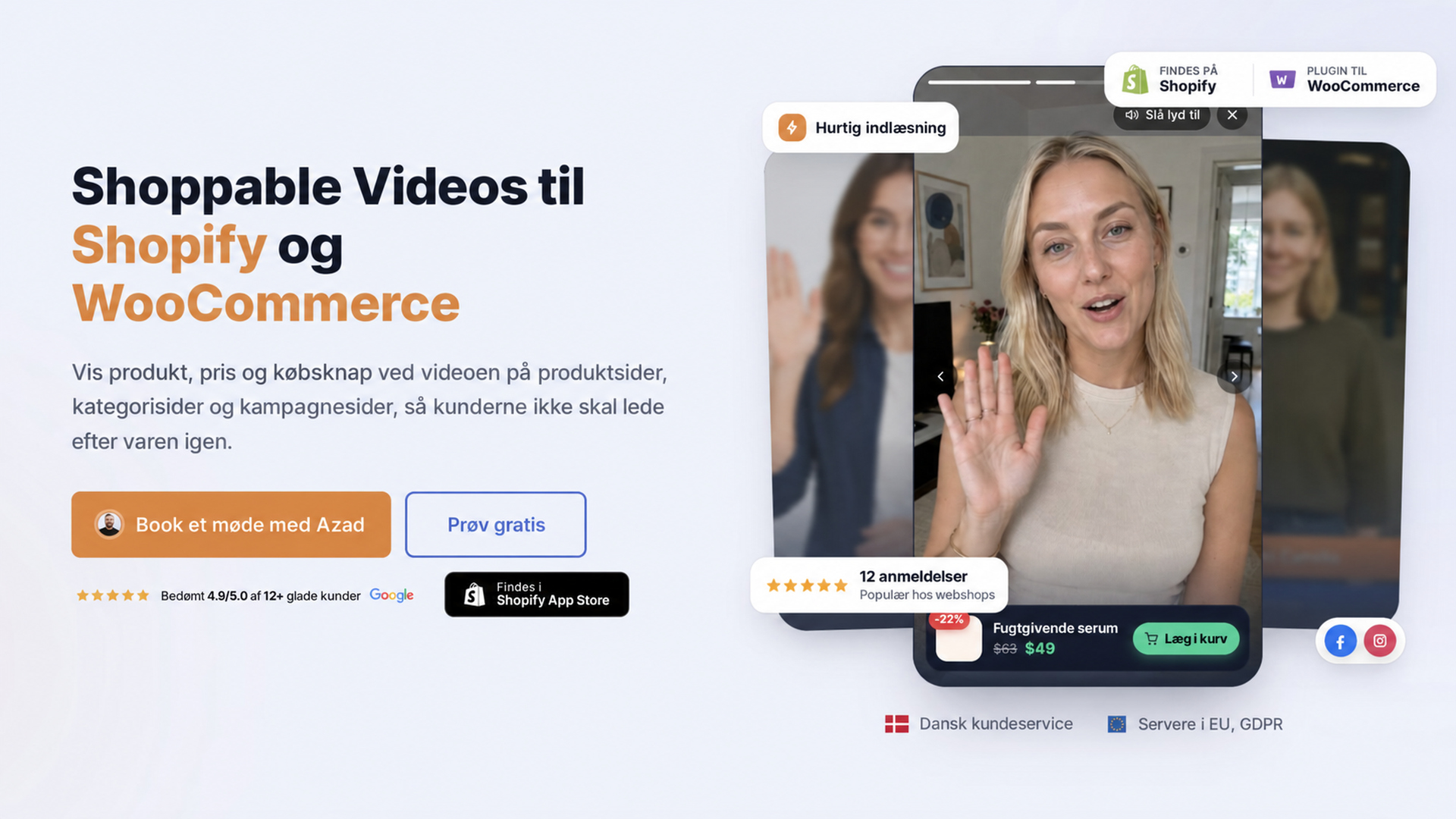 Shoppable video i julegaveguider 2 CompleteGreets hovedsektion om Shoppable Videos til Shopify og WooCommerce.