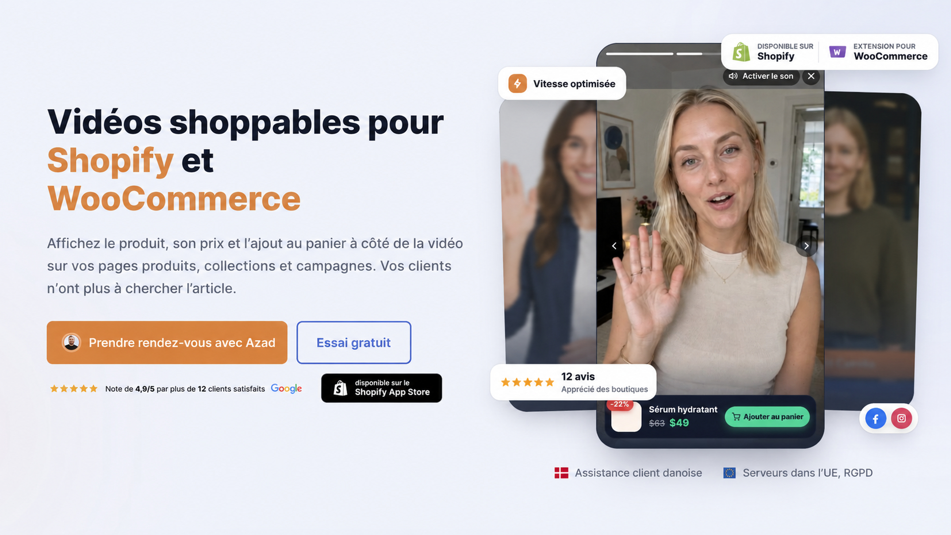 Présentation des vidéos shoppables CompleteGreet pour Shopify et WooCommerce.