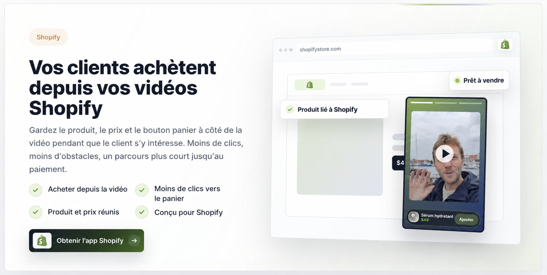 Présentation des vidéos shoppables CompleteGreet pour Shopify.