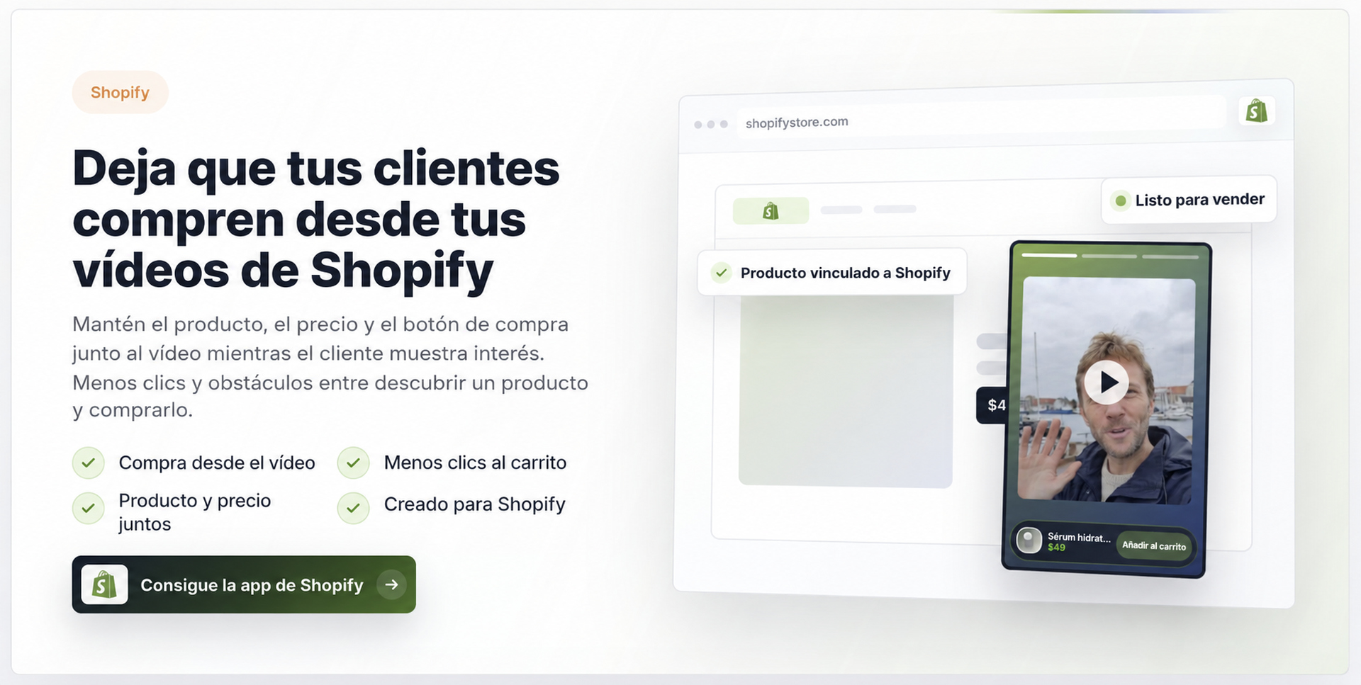 Vídeos comprables en páginas de colección 2 Presentación de los vídeos comprables de CompleteGreet para Shopify.
