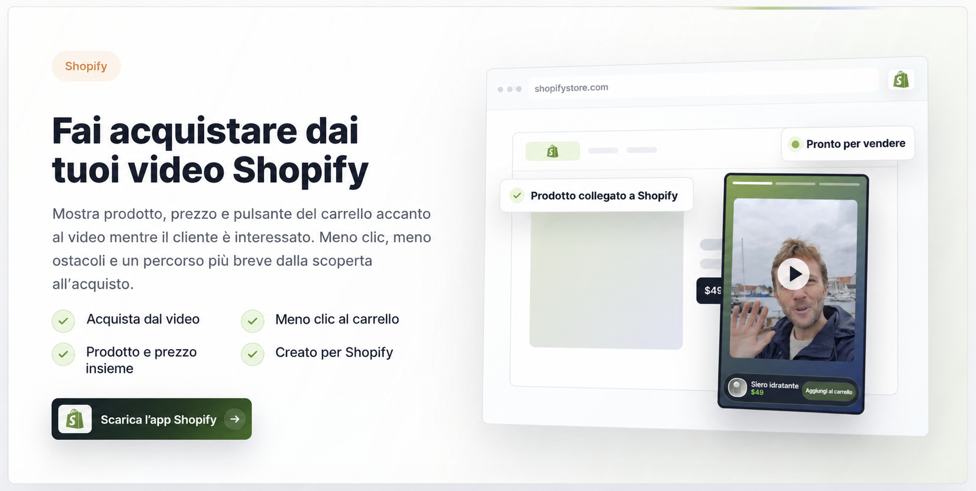 Presentazione dei video acquistabili di CompleteGreet per Shopify.