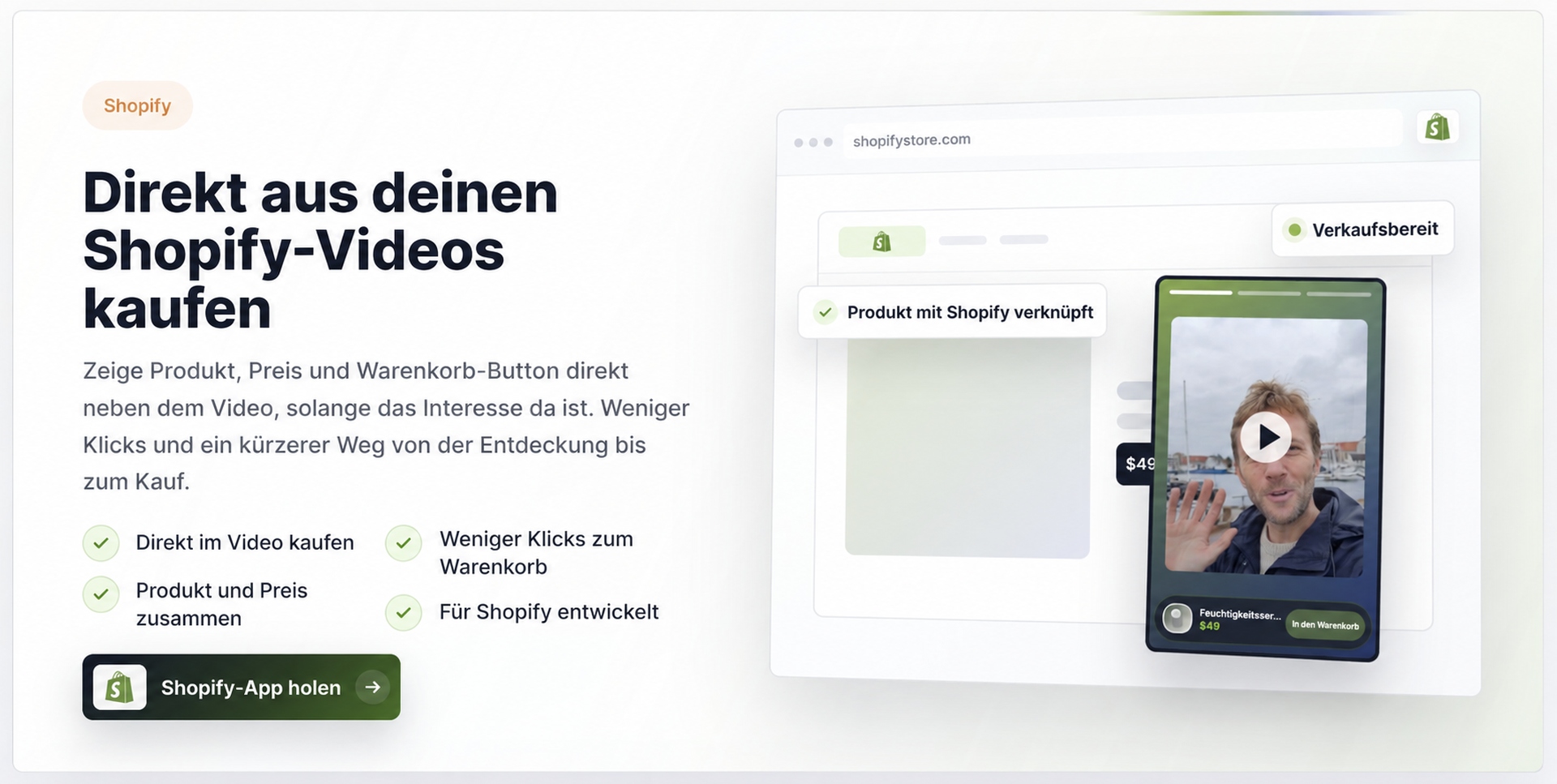 So machst du aus erfolgreichen Anzeigen Videos für Produktseiten 1 Startbereich von CompleteGreet zu Shoppable Videos für Shopify.