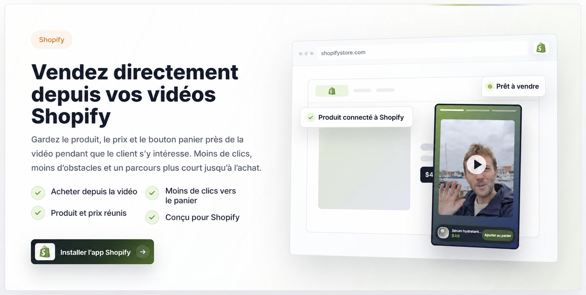 Présentation des vidéos achetables CompleteGreet pour Shopify.